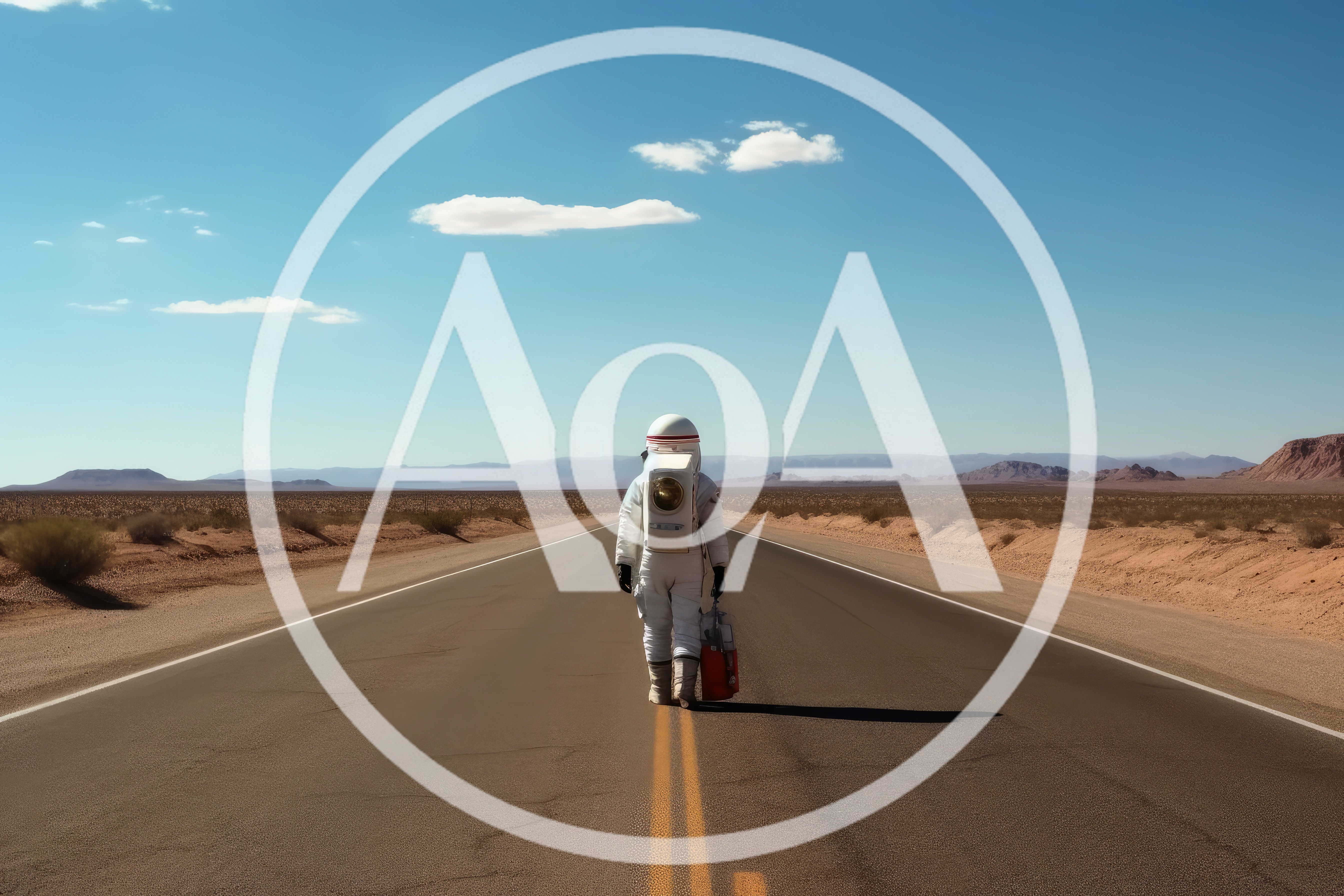 Astronaut Walking Down A Desert Highway