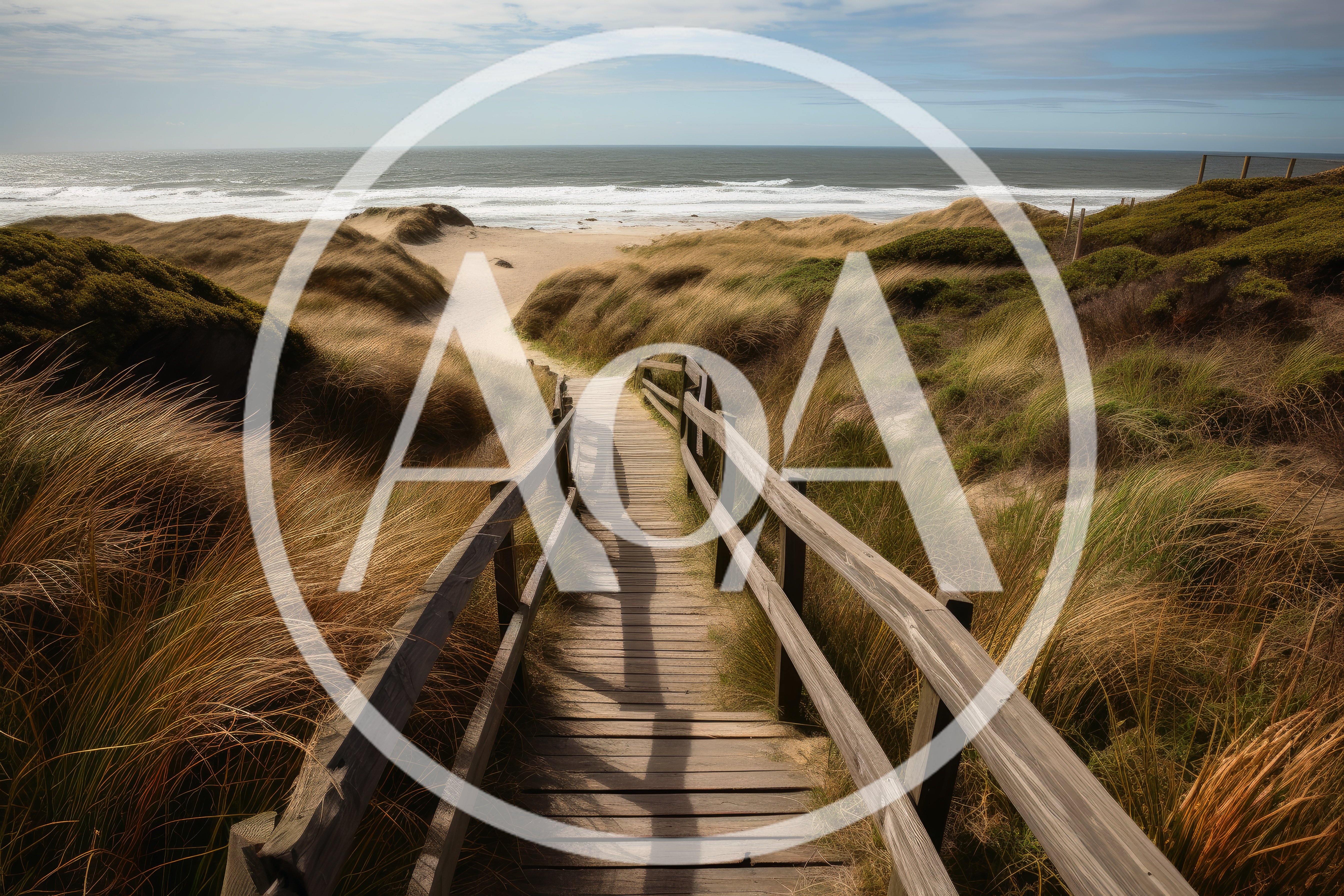 Wooden Boardwalk Leading To A Sandy Beach