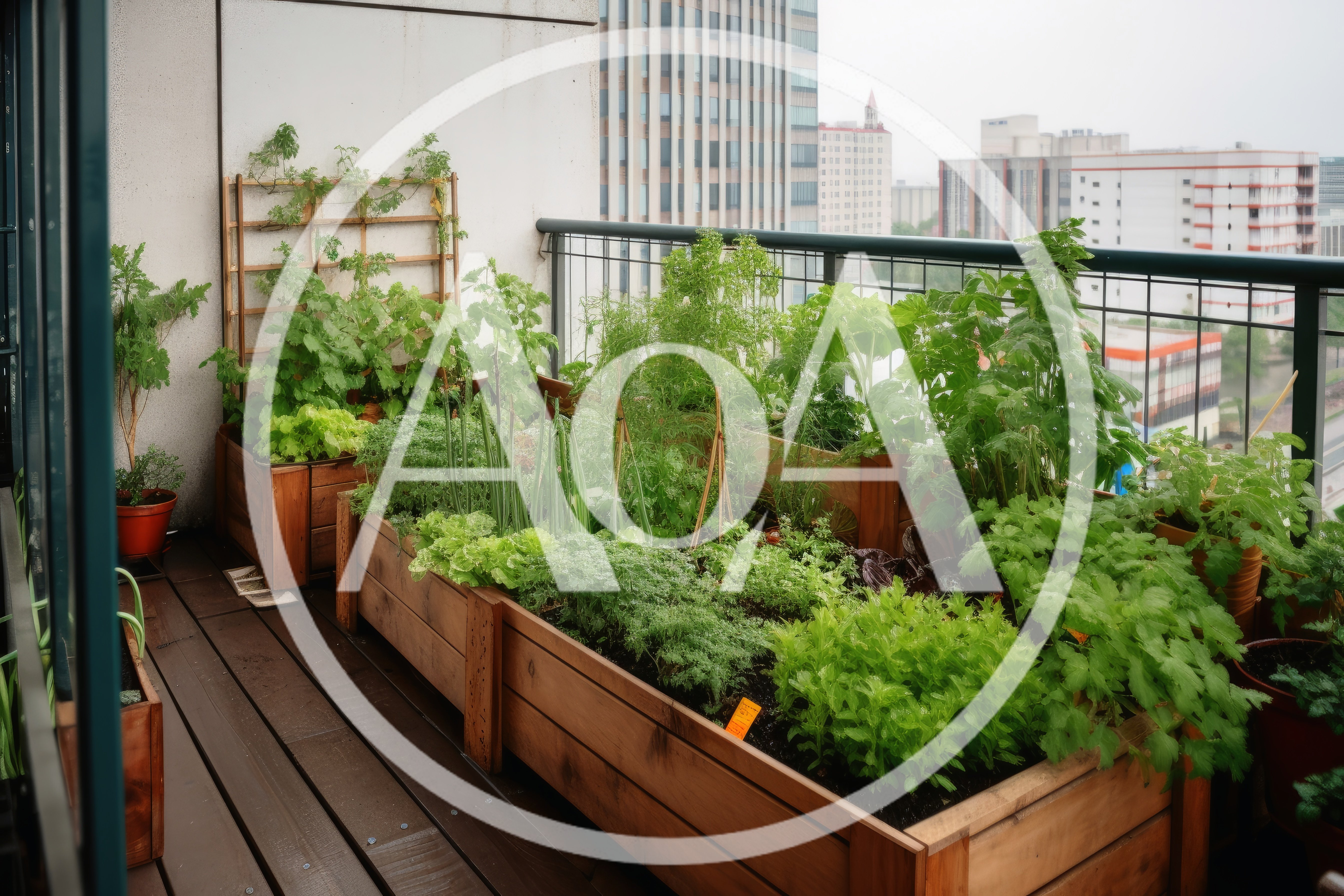 Urban Balcony Garden With Lush Vegetable Planters
