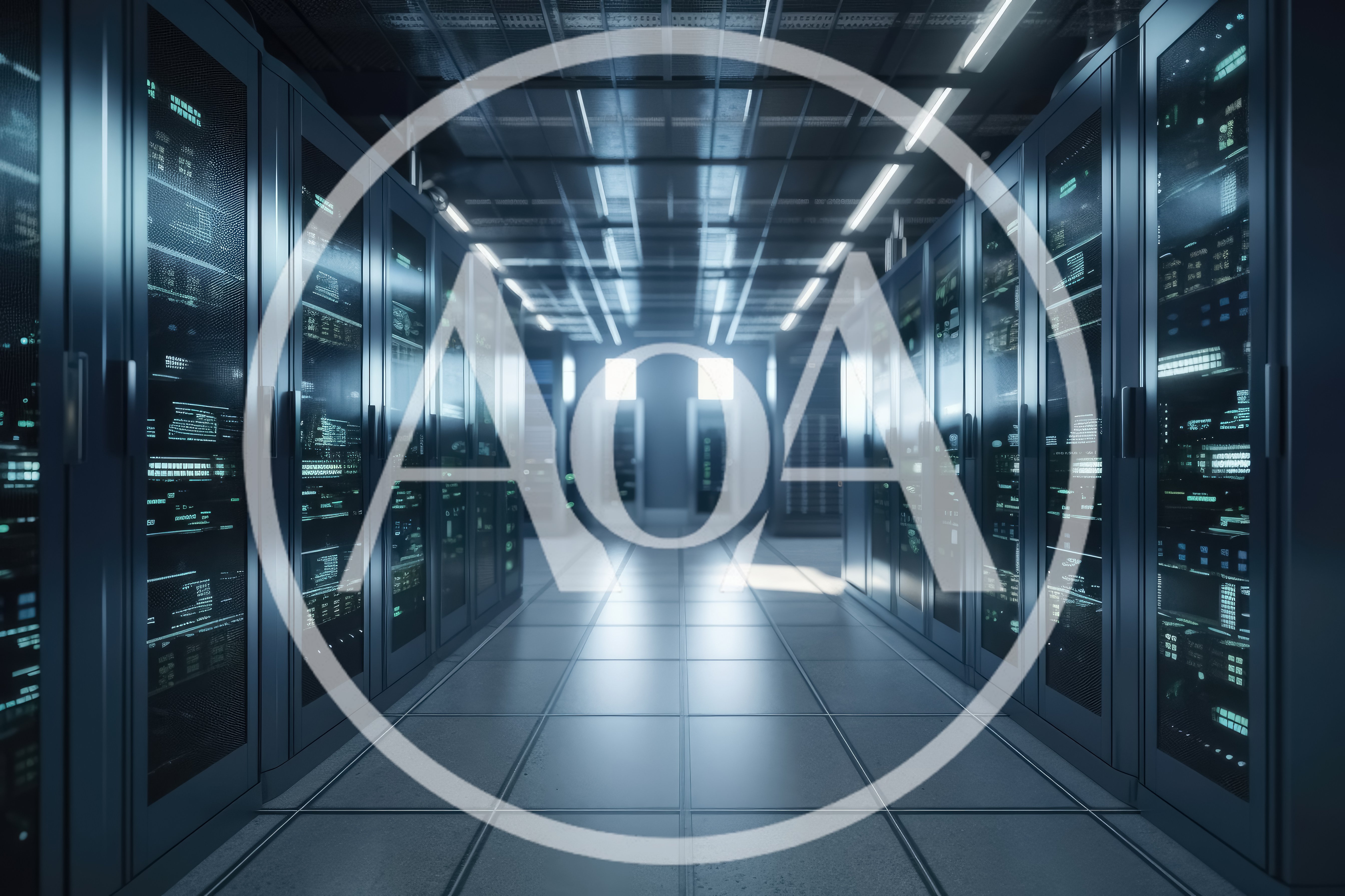 Modern Data Center Server Room Aisle