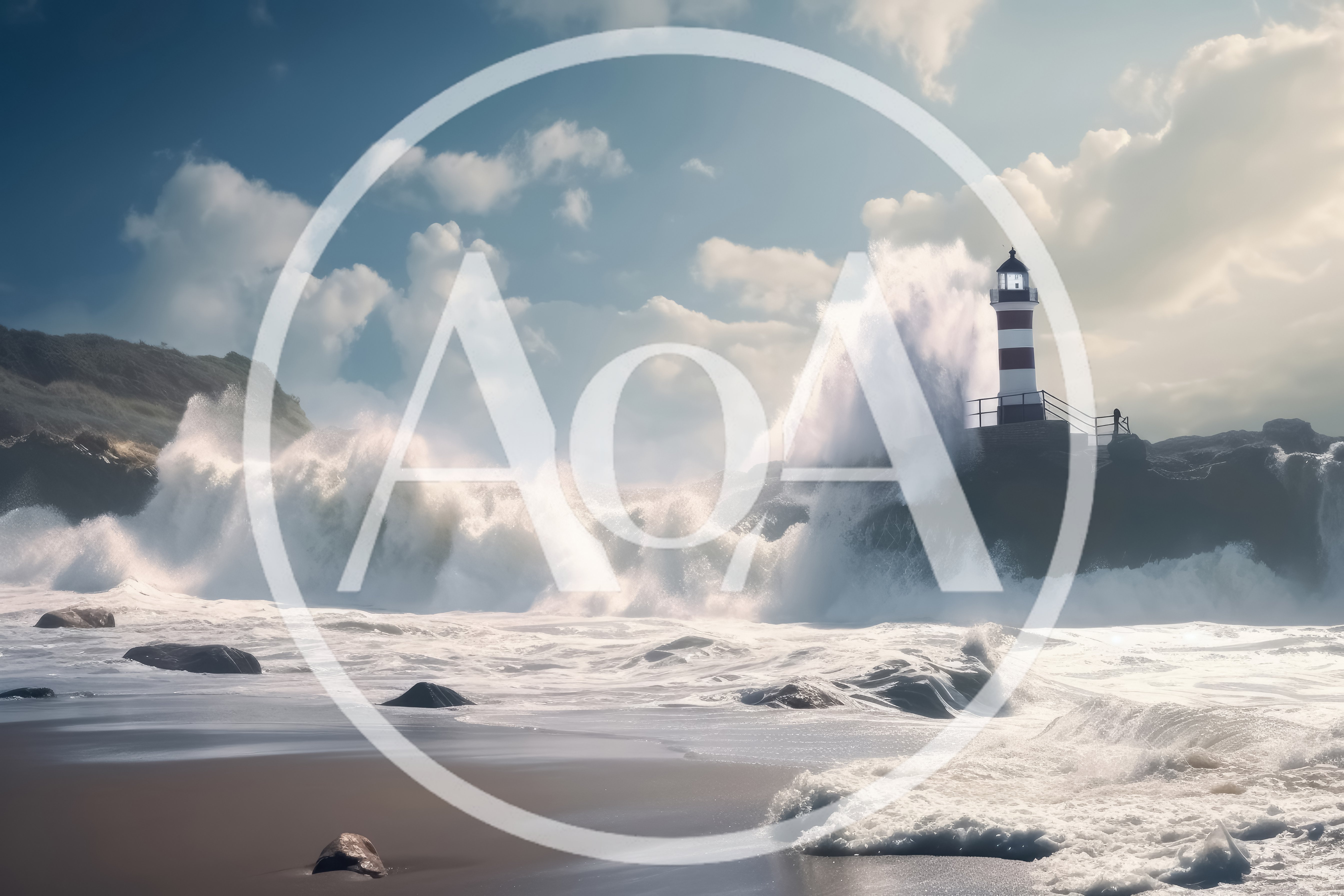 Lighthouse Standing Against Powerful Crashing Ocean Waves