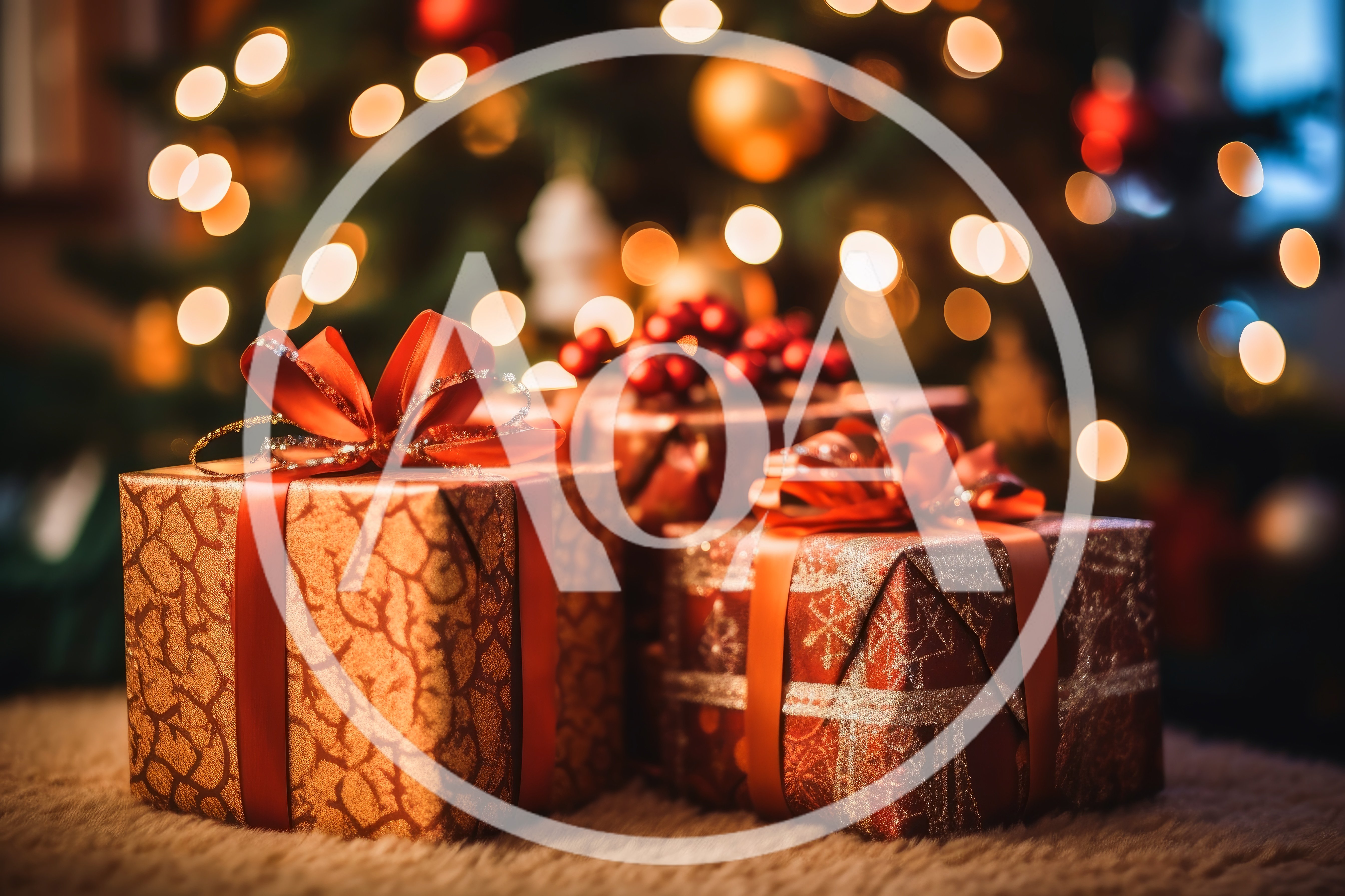 Christmas Gift Boxes Under Decorated Tree