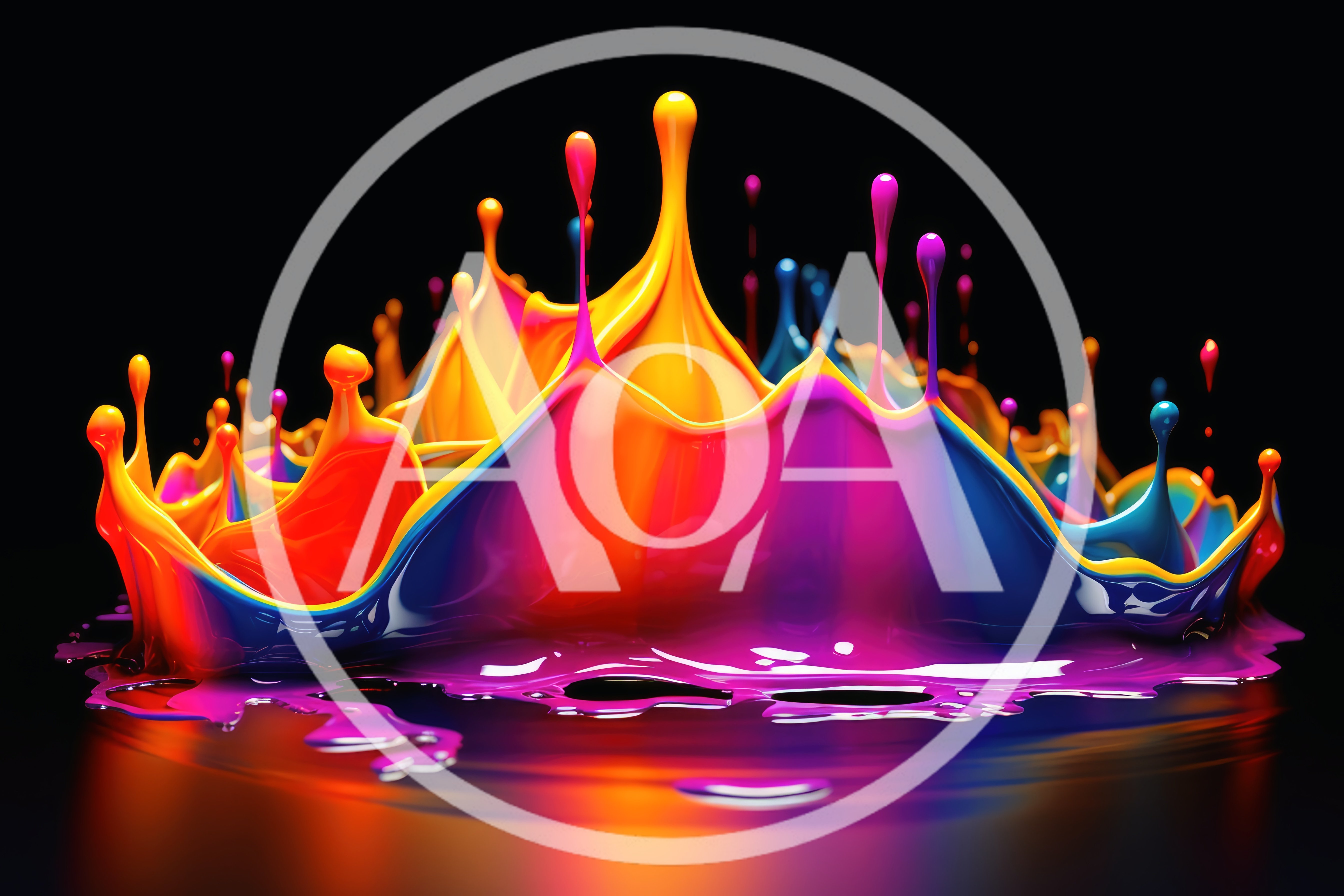 Vibrant Multi-Colored Paint Splash Against Black Background