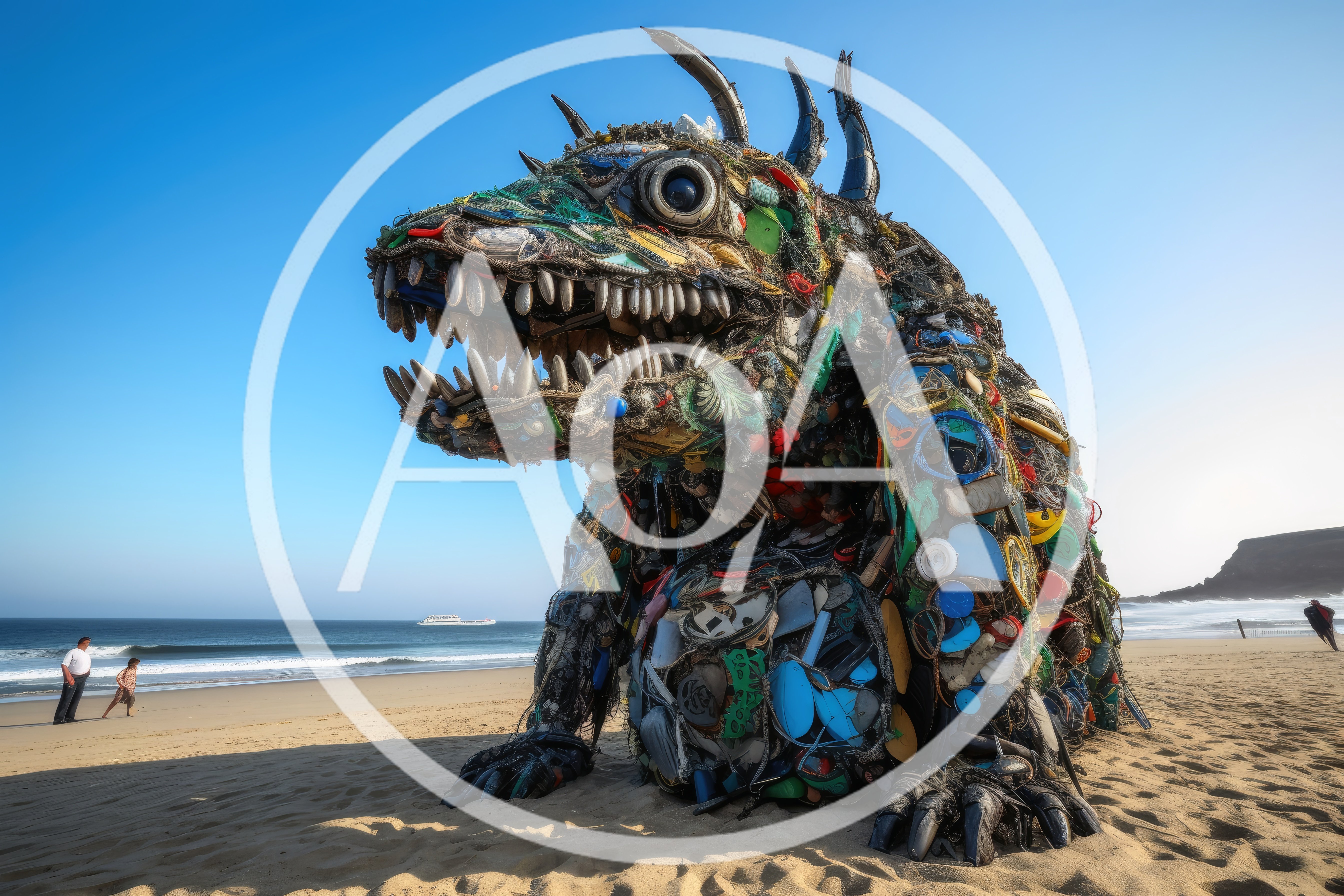 Giant Monster Sculpture Made From Ocean Plastic Waste