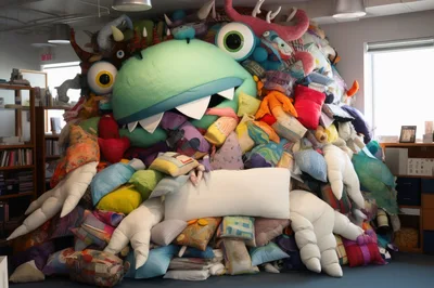 Giant Monster Sculpture Made Of Colorful Pillows