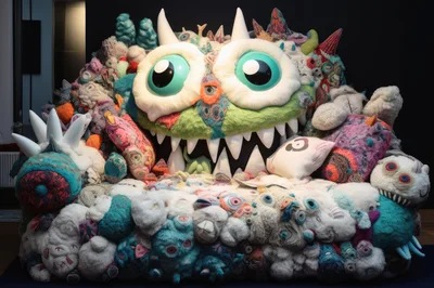 Whimsical Monster Themed Plush Toy Sofa