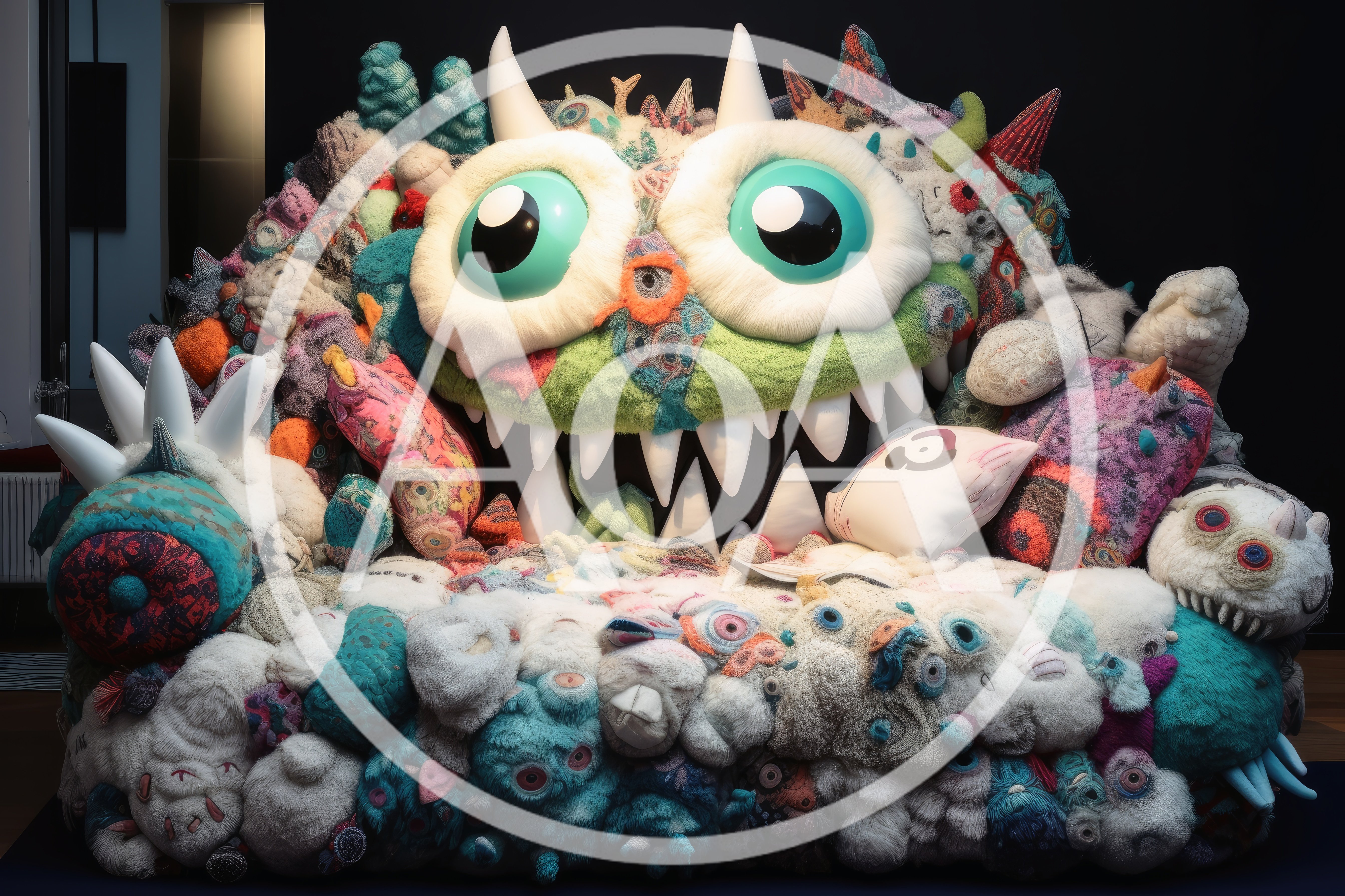 Whimsical Monster Themed Plush Toy Sofa