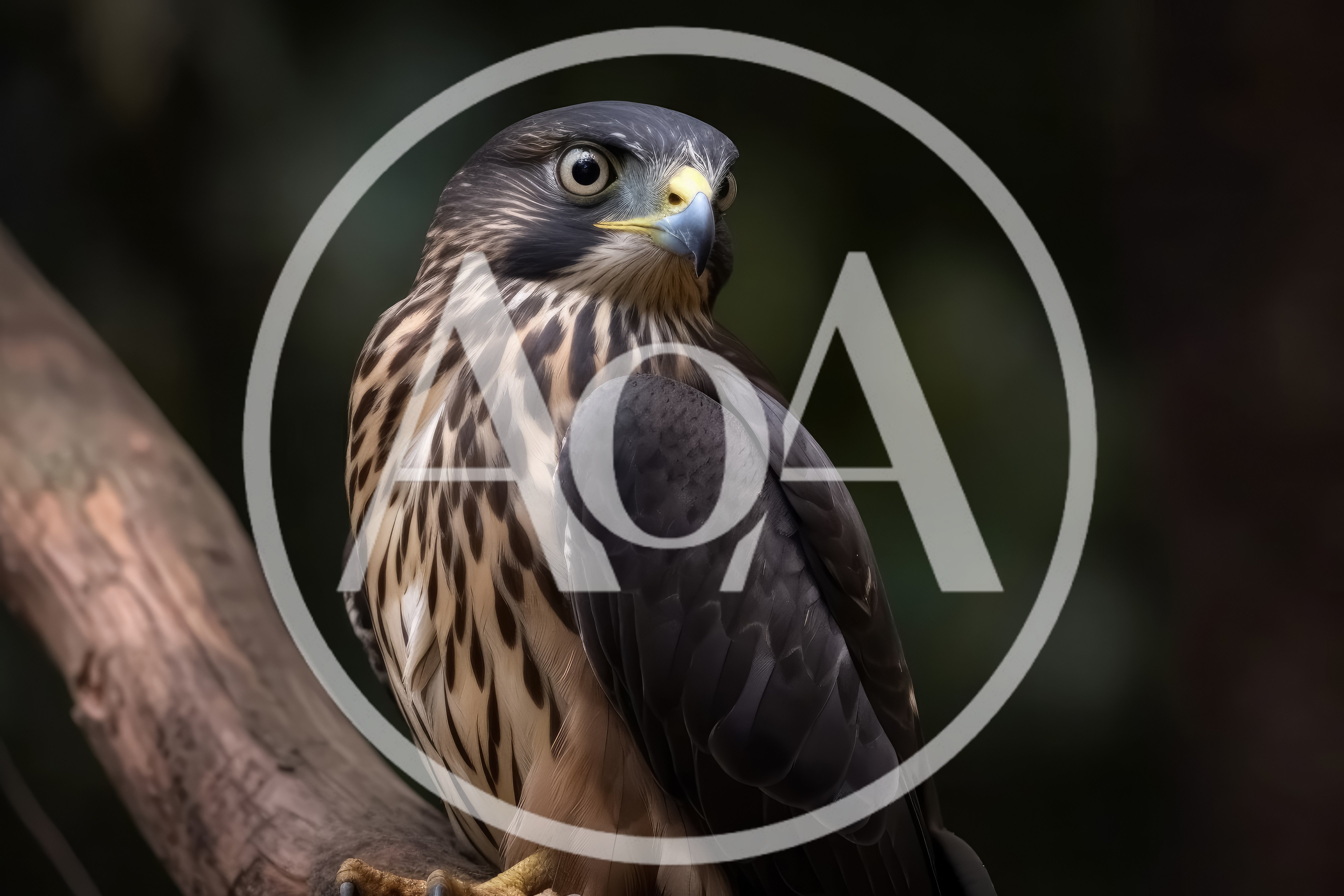 Portrait Of A Juvenile Peregrine Falcon Perched On Branch