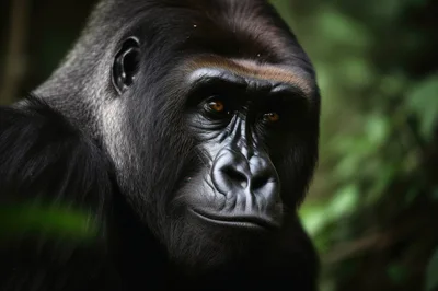 Close Up Portrait Of A Silverback Gorilla