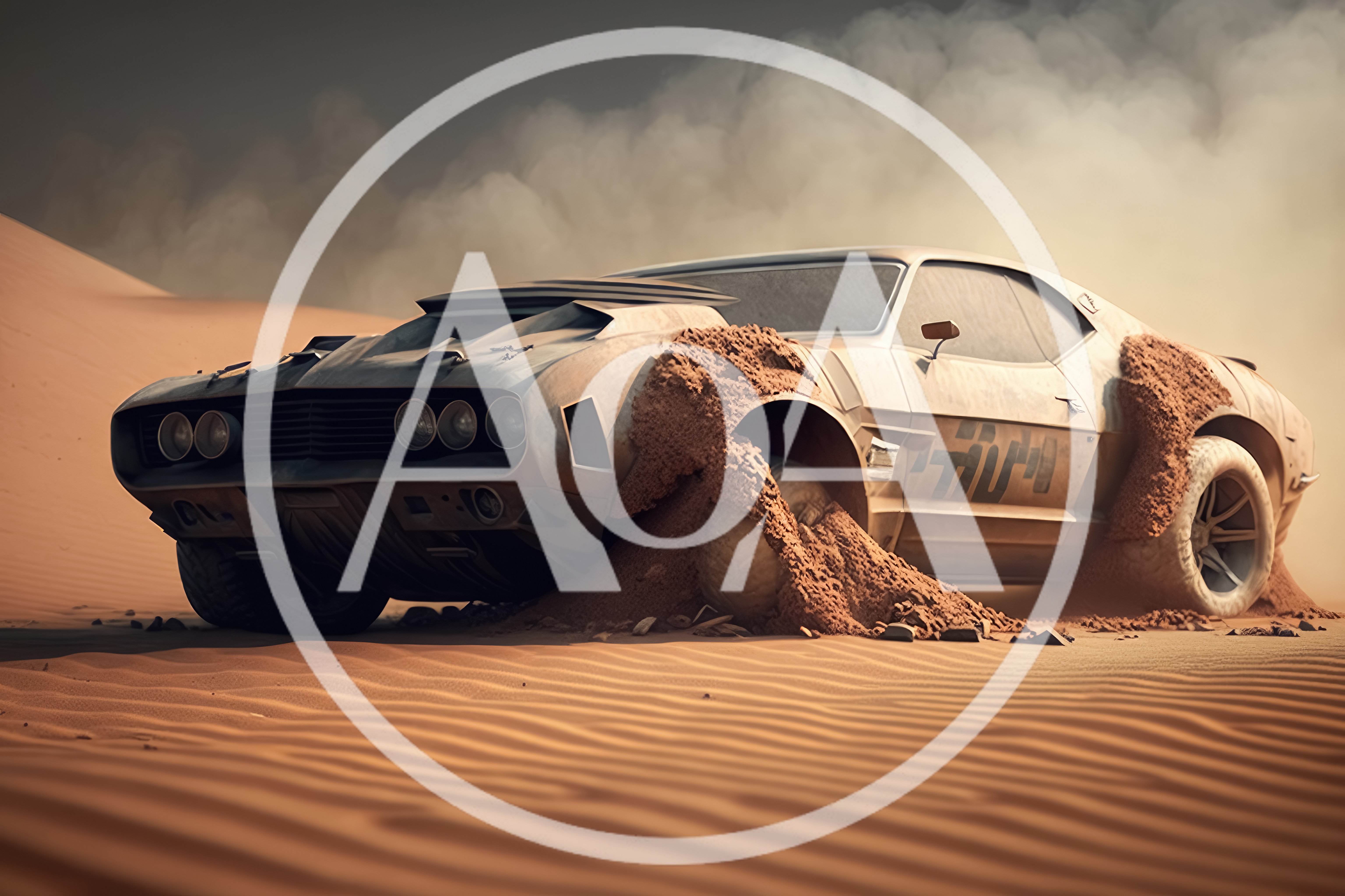 Abandoned Muscle Car Stranded In Desert Sand Dunes