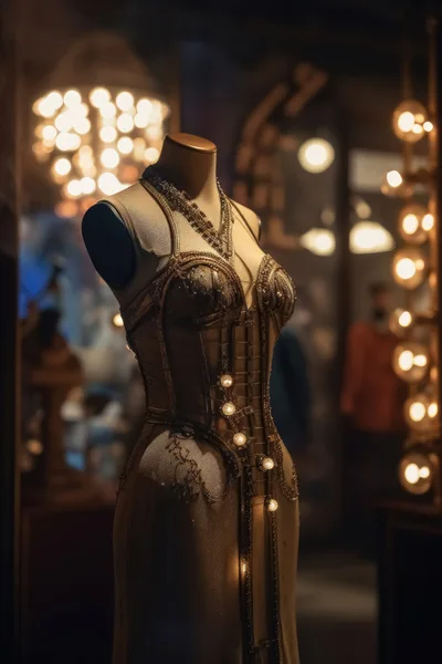 Ornate Steampunk Corset Dress On A Mannequin