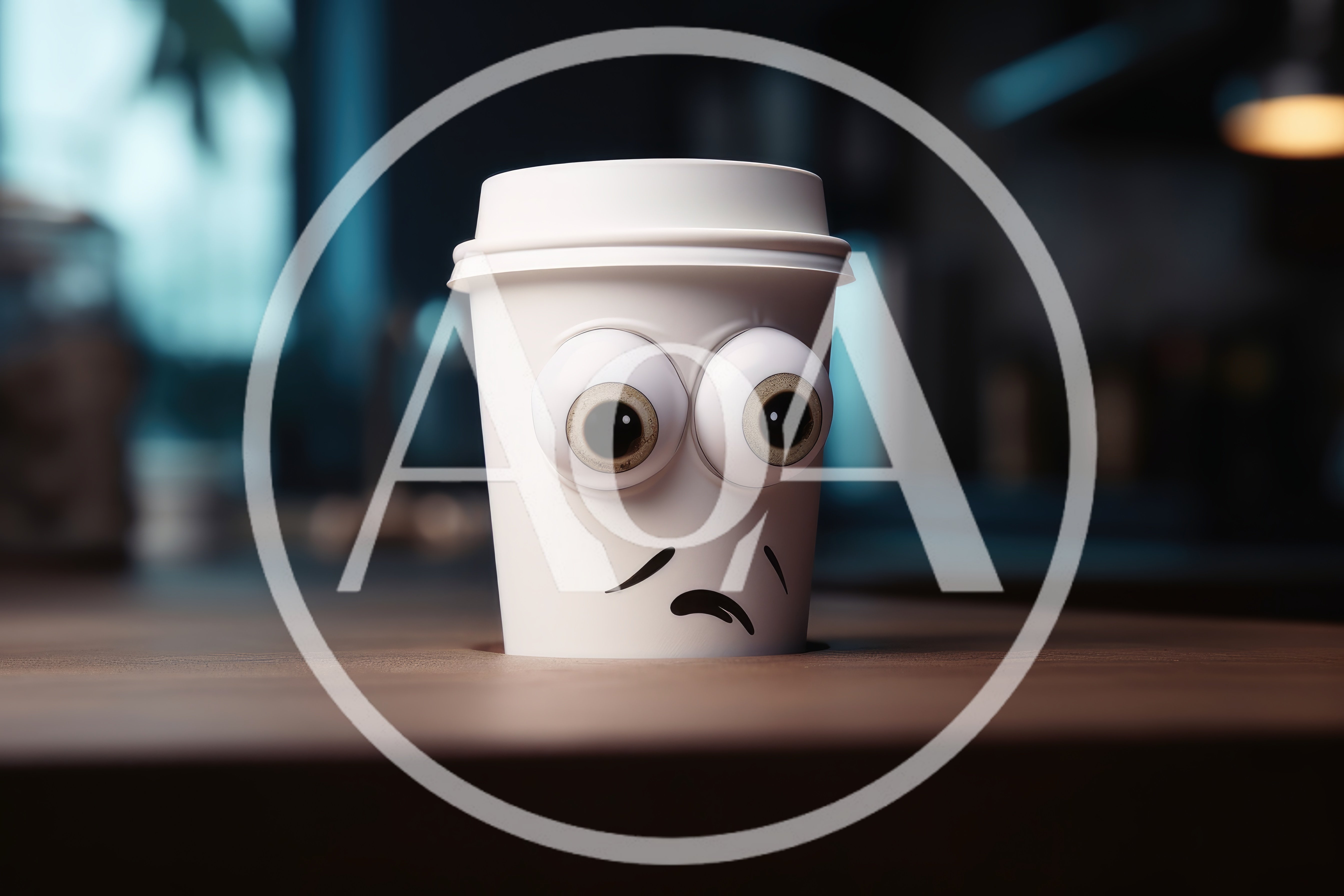 Surprised White Coffee Cup With Googly Eyes