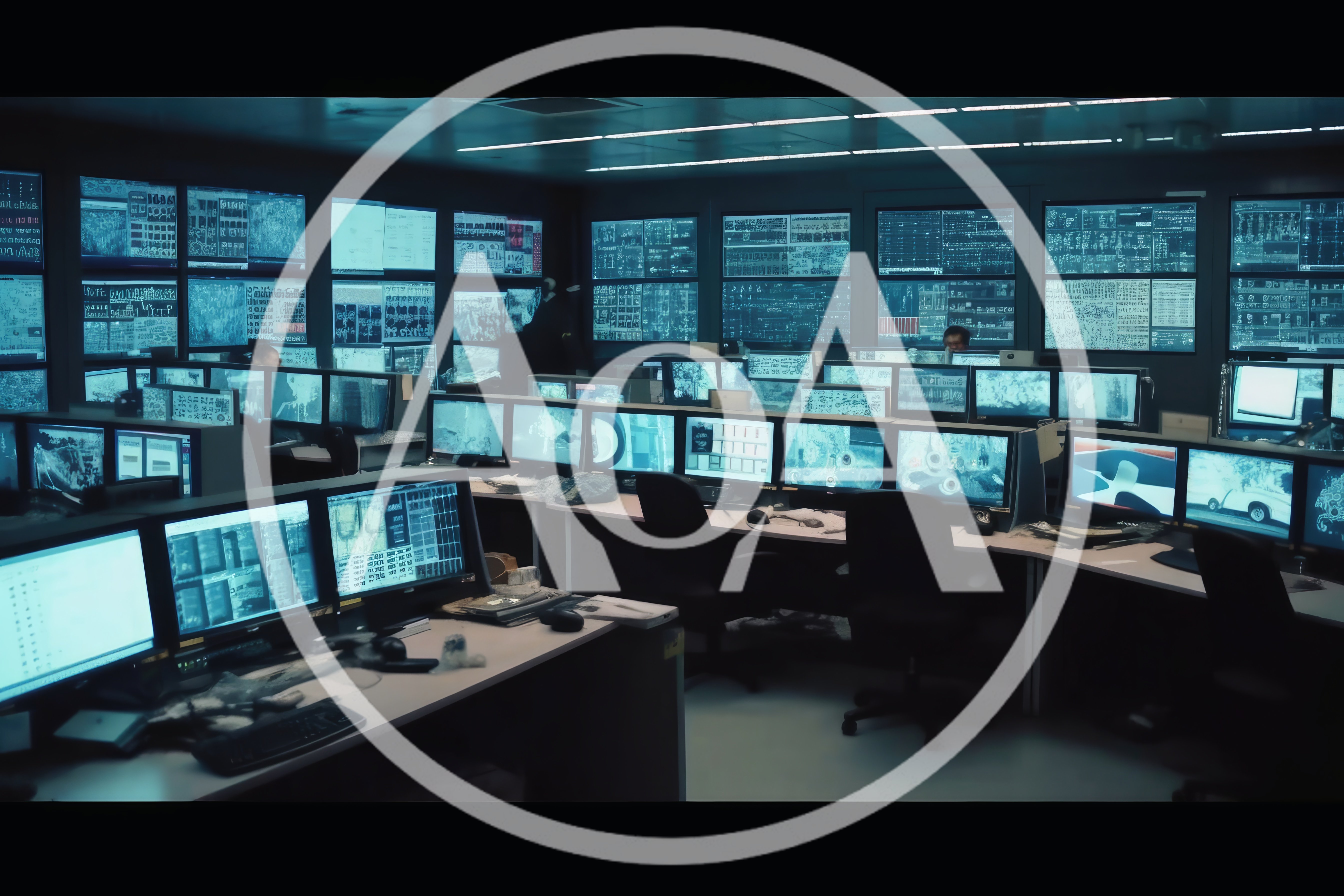 Surveillance Control Room With Multiple Computer Monitors
