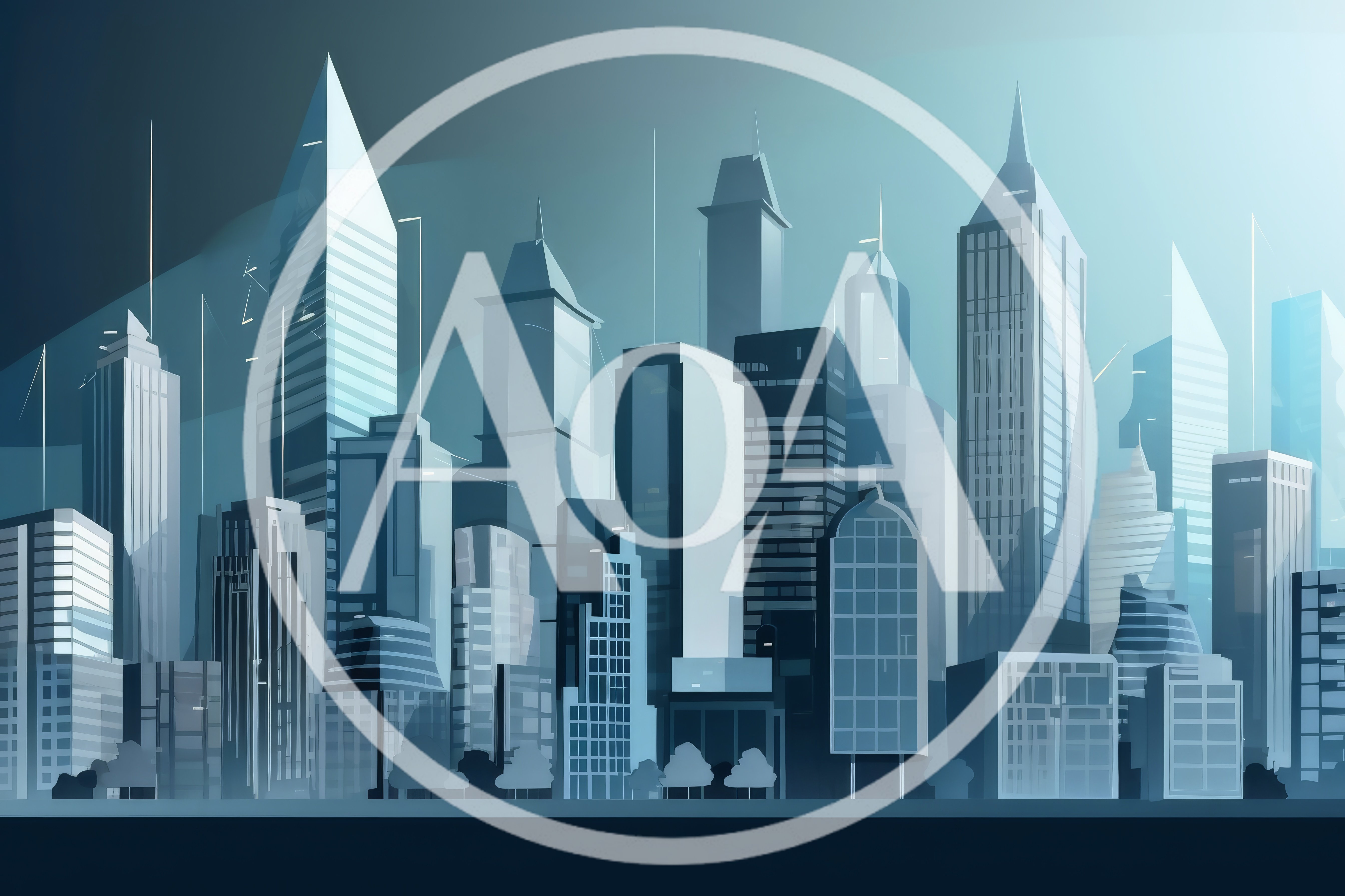 Futuristic Cityscape With Modern Skyscrapers And Digital Elements