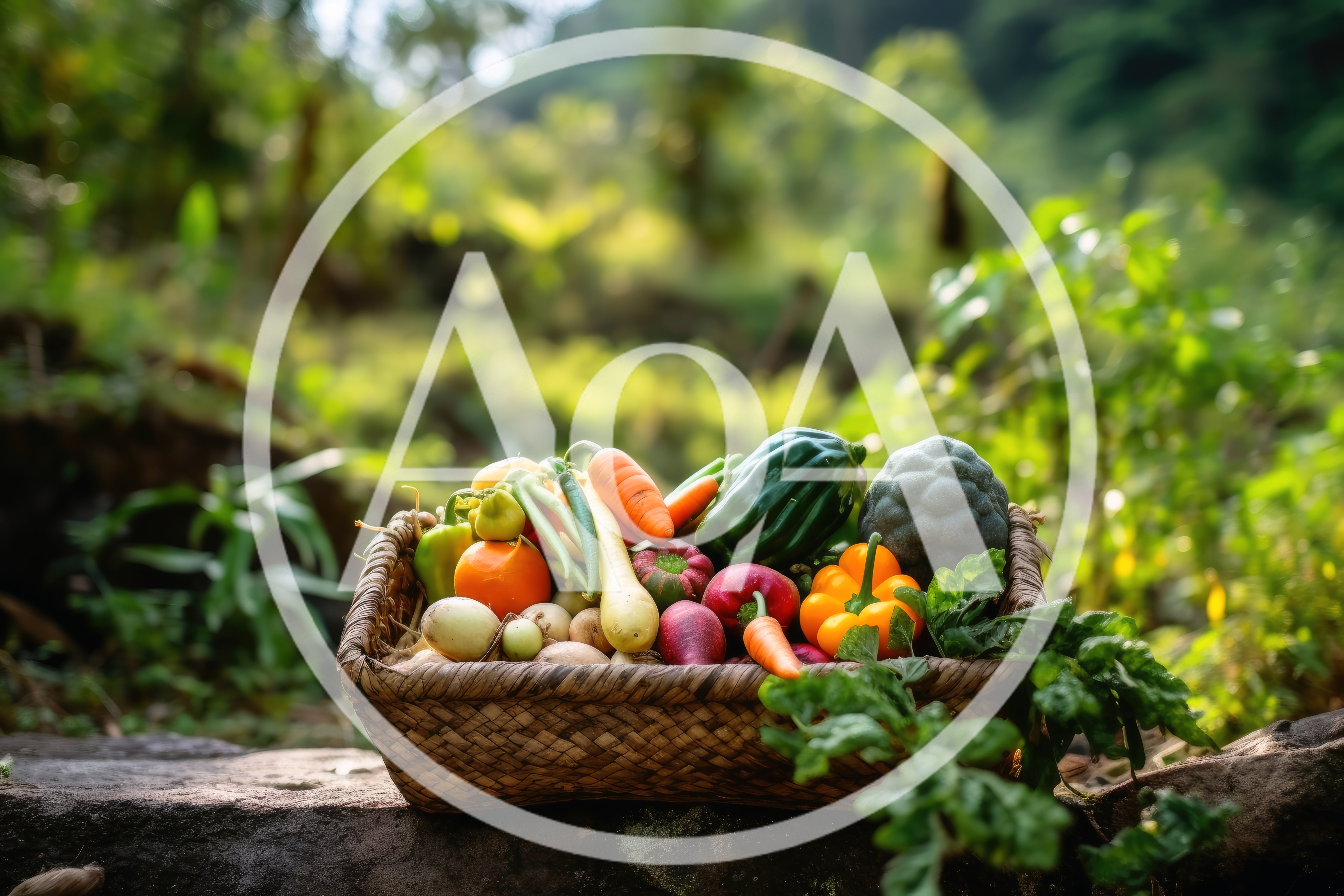 Fresh Harvest Vegetables In A Woven Basket