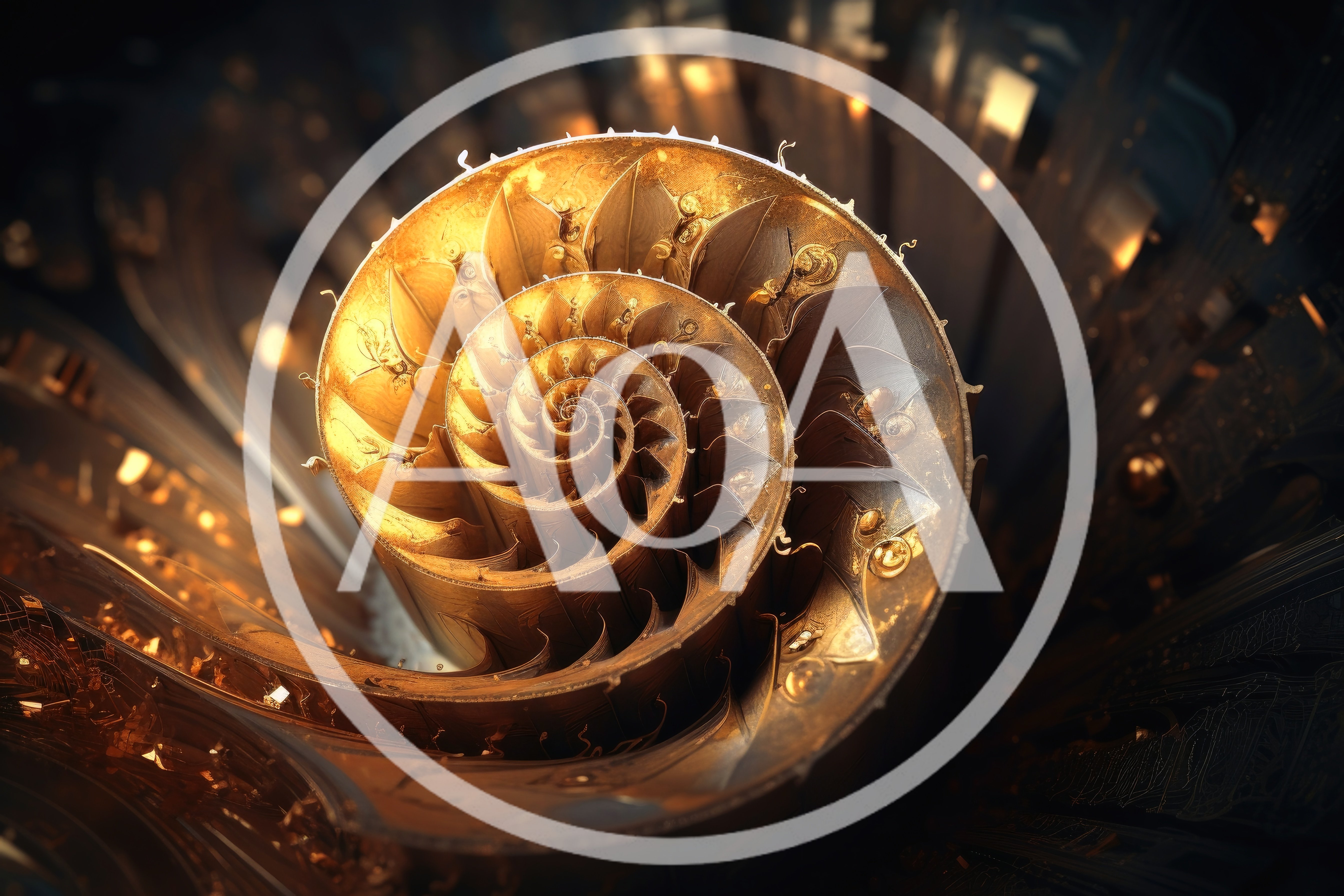 Golden Nautilus Shell Fractal Abstract Art