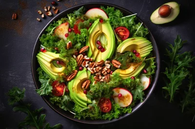 Fresh Avocado Salad With Pecans And Pomegranate