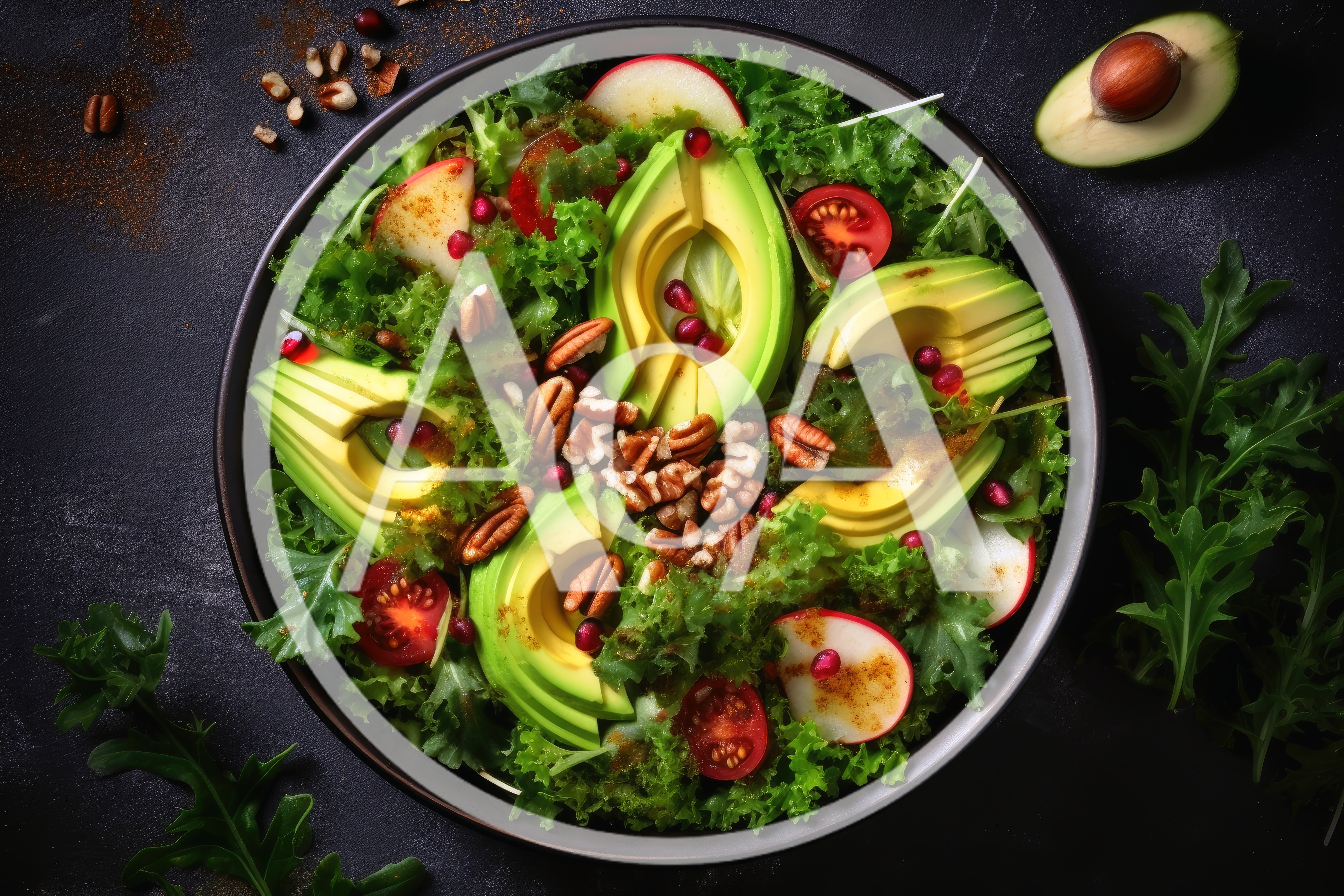 Fresh Avocado Salad With Pecans And Pomegranate