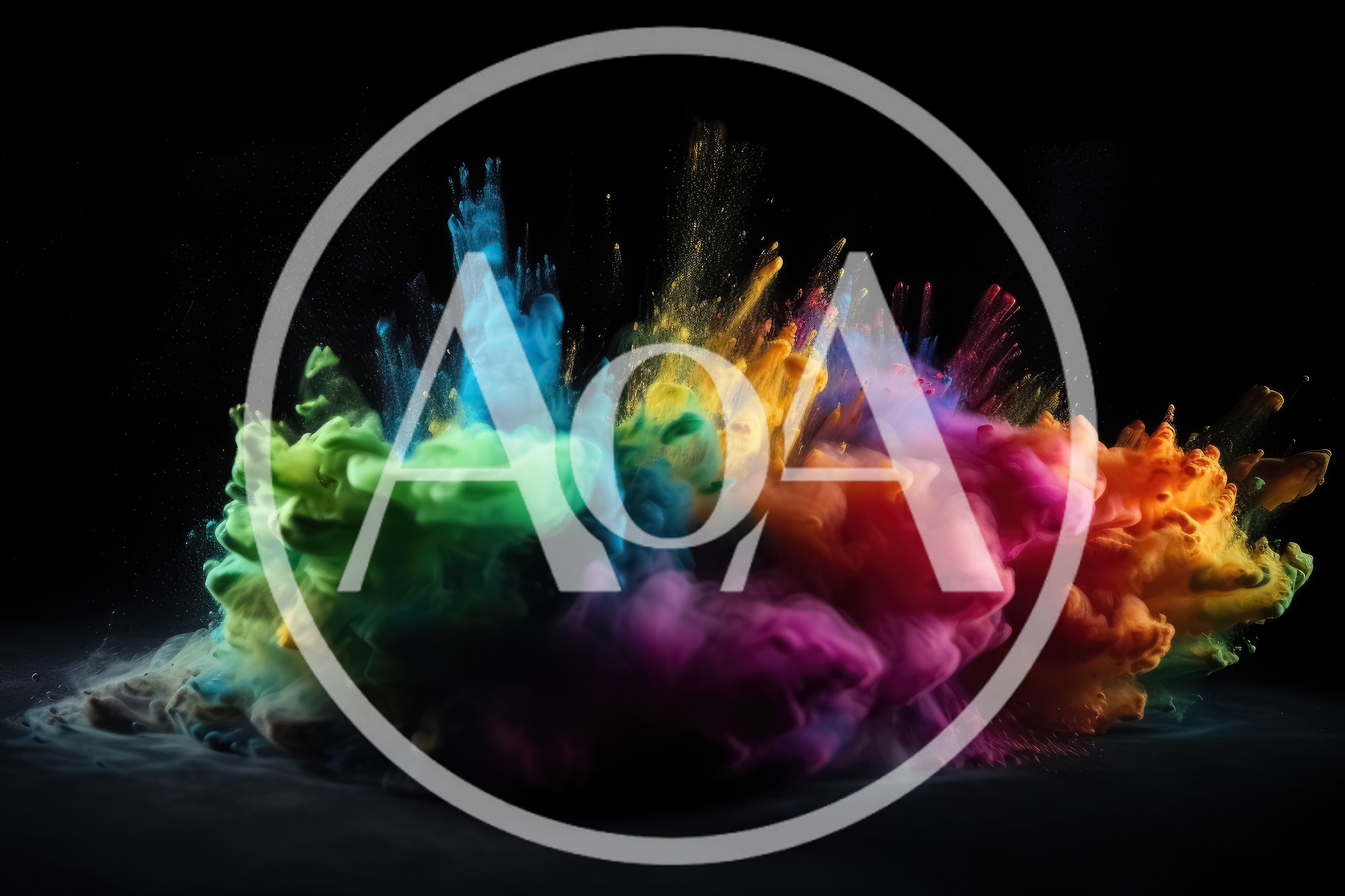 Vibrant Multi-Colored Powder Explosion Against Black Background
