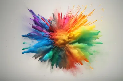 Vibrant Multi-Colored Powder Explosion On White Background
