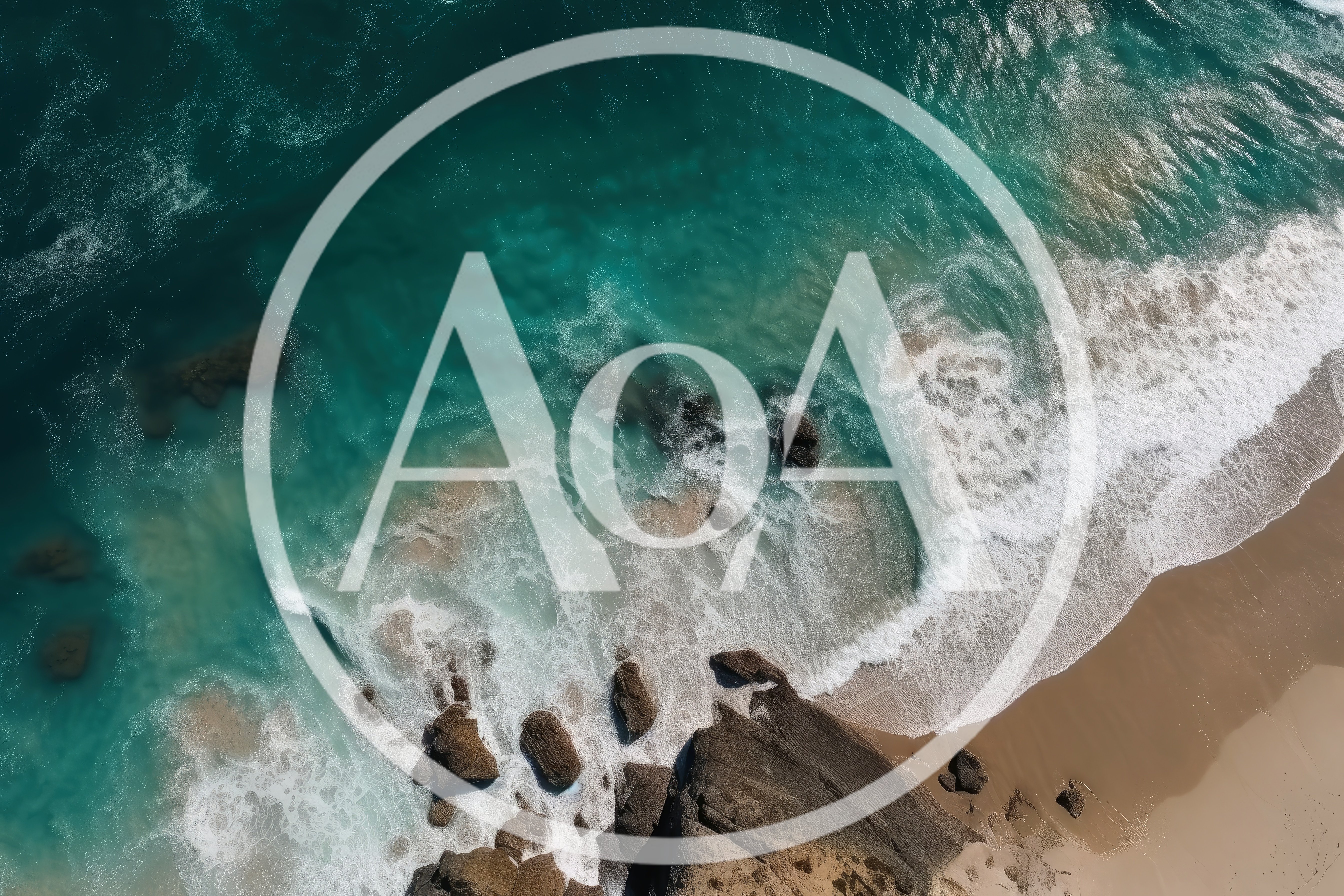 Aerial View Of Turquoise Ocean Waves Crashing On Beach