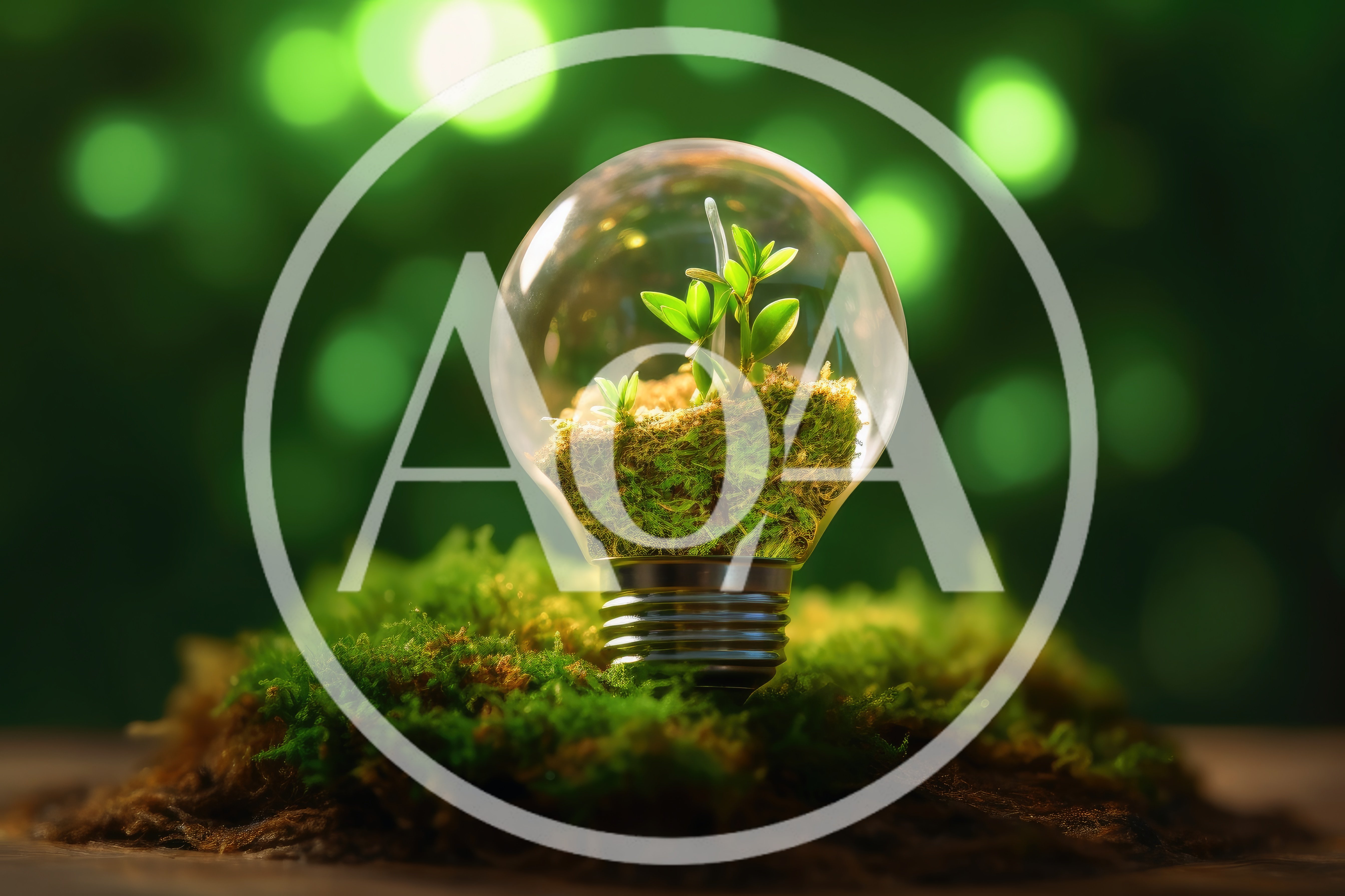 Light Bulb Containing A Small Plant On Moss