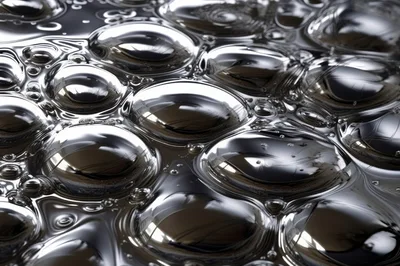 Abstract Liquid Metal Surface With Reflective Bubbles