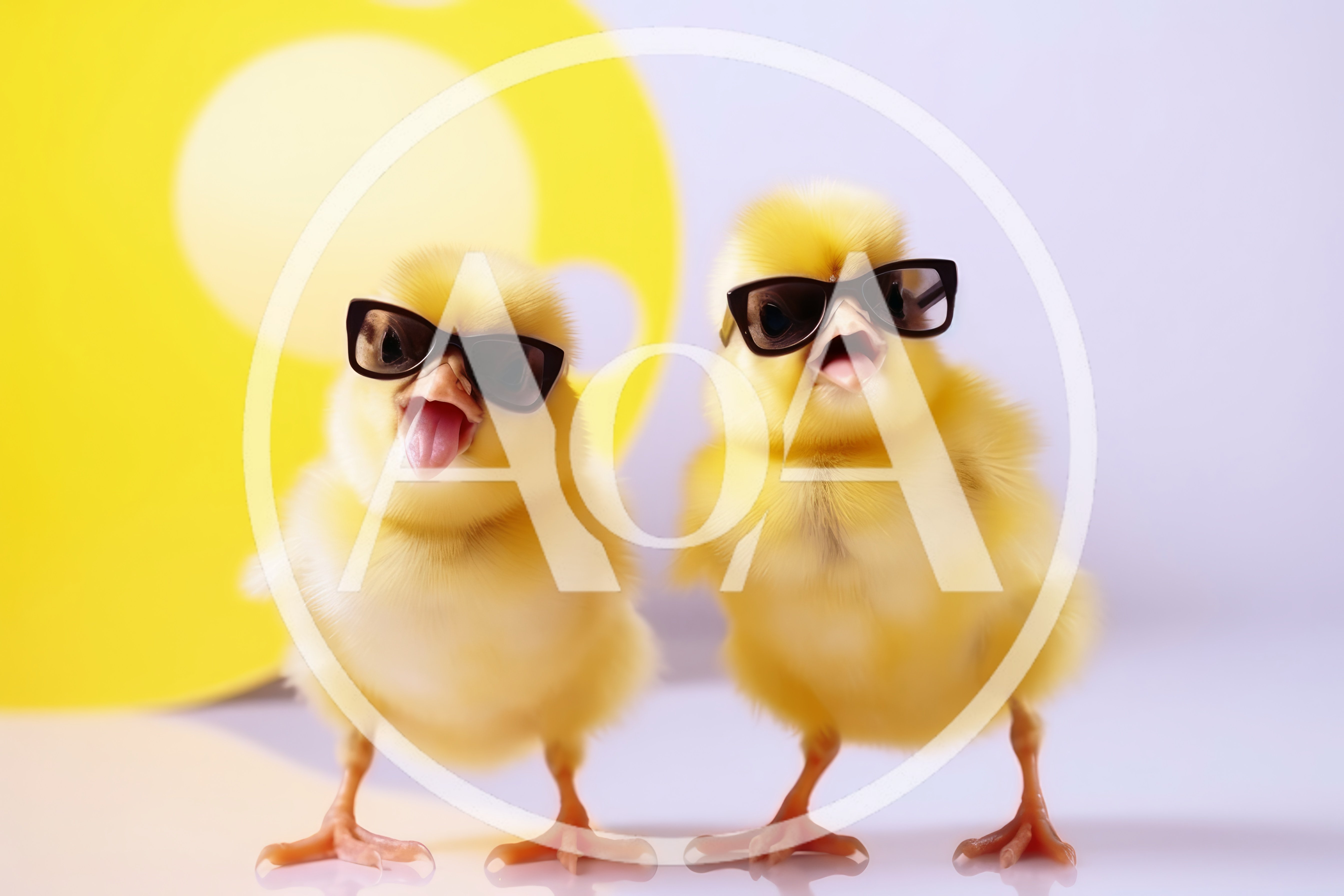 Two Cute Yellow Chicks Wearing Sunglasses