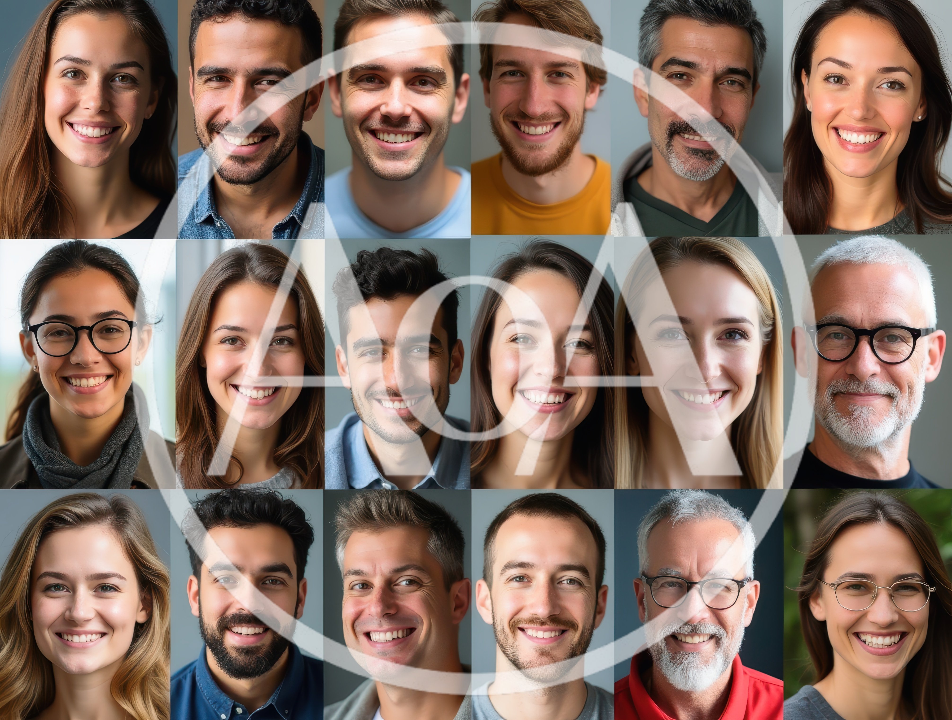 Diverse Group Of Smiling People Portraits