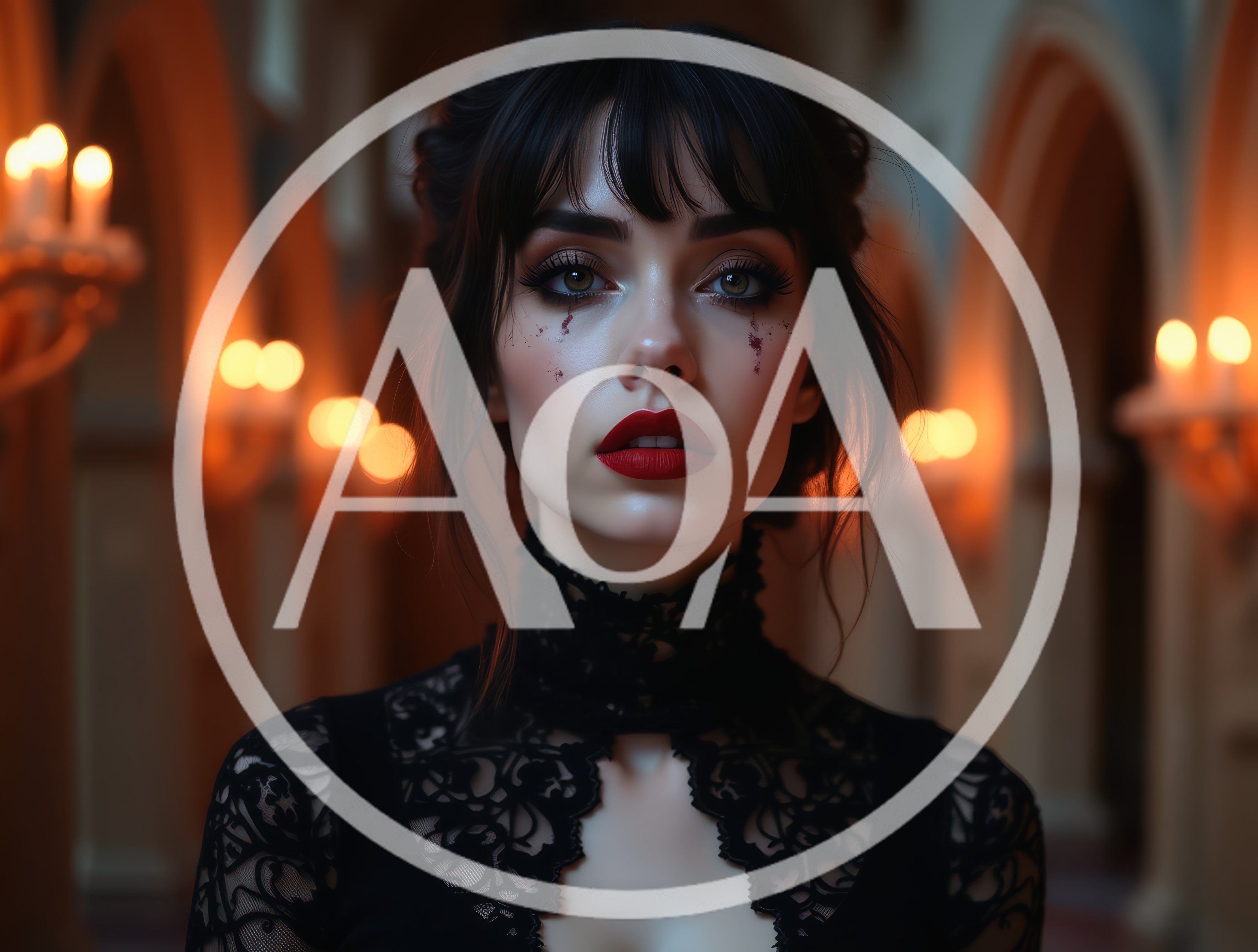 Portrait Of A Gothic Woman In A Candlelit Hall