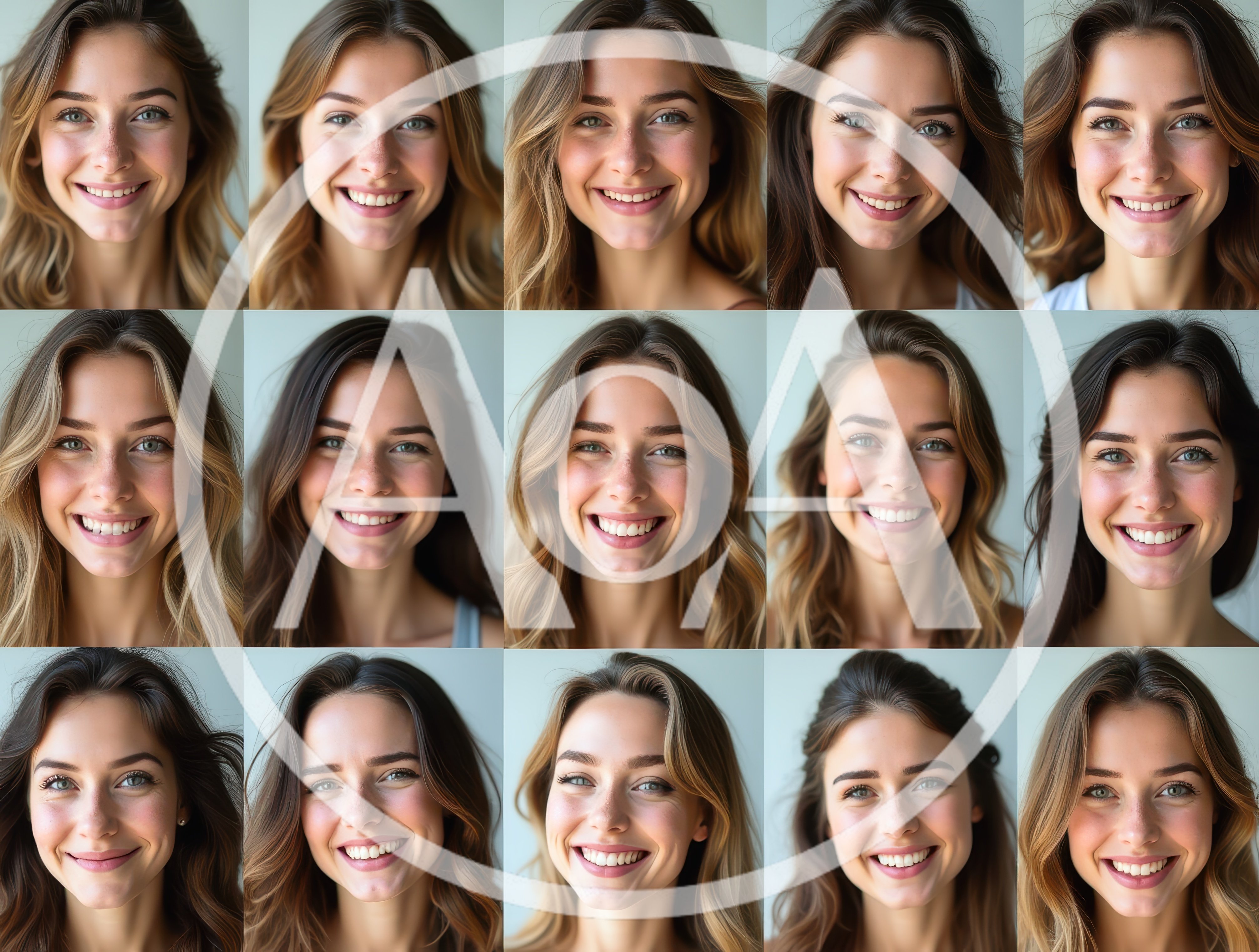 Collage Of Smiling Young Women With Natural Makeup