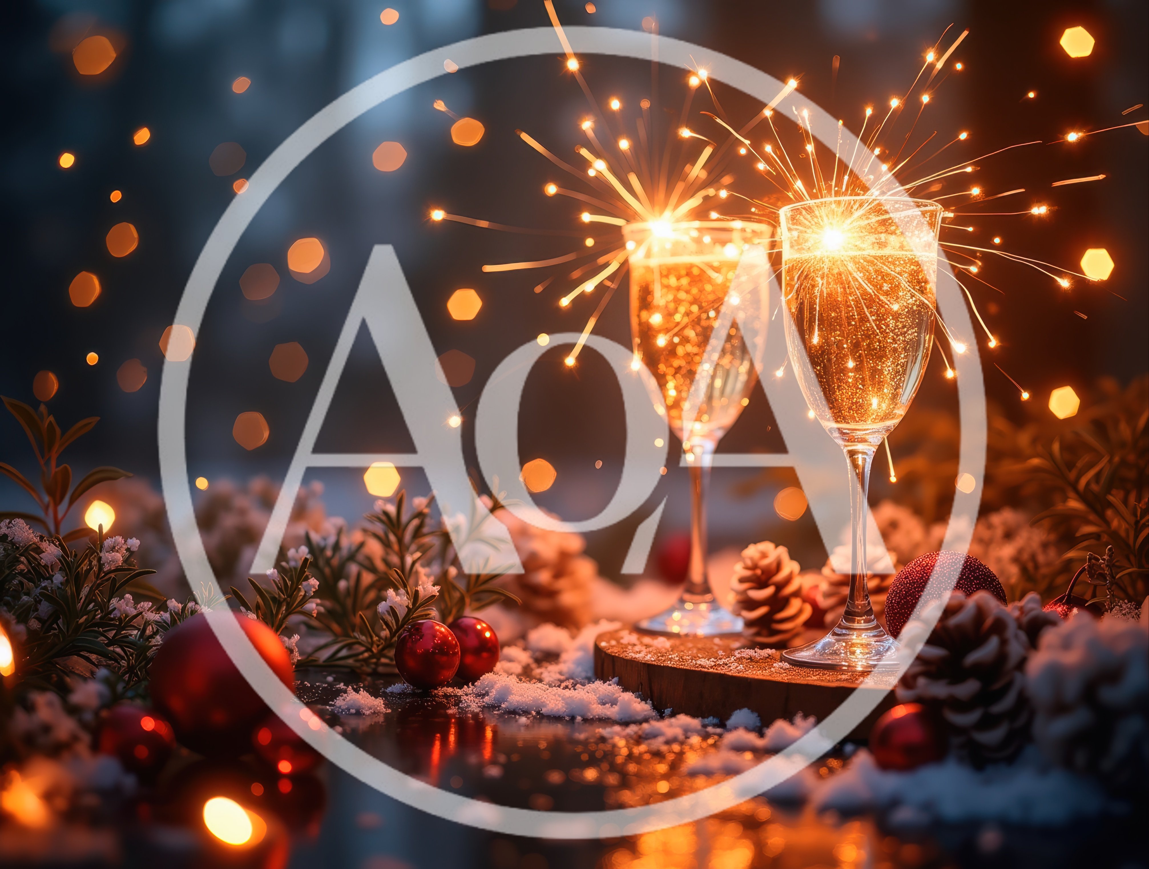 Two Champagne Glasses With Sparklers For New Year Celebration