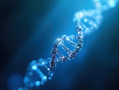 Glowing Digital DNA Helix Structure