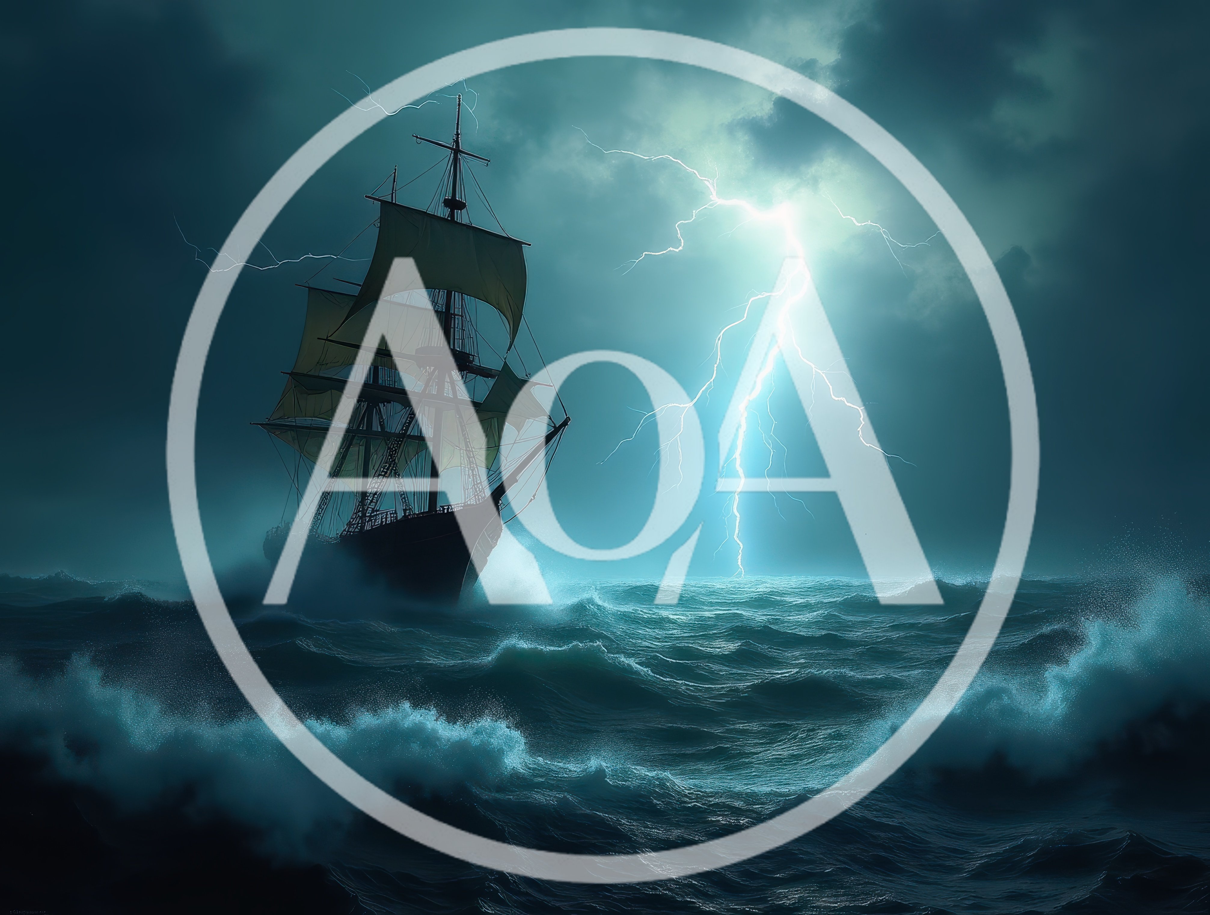 Tall Ship Sailing Through A Violent Storm At Sea