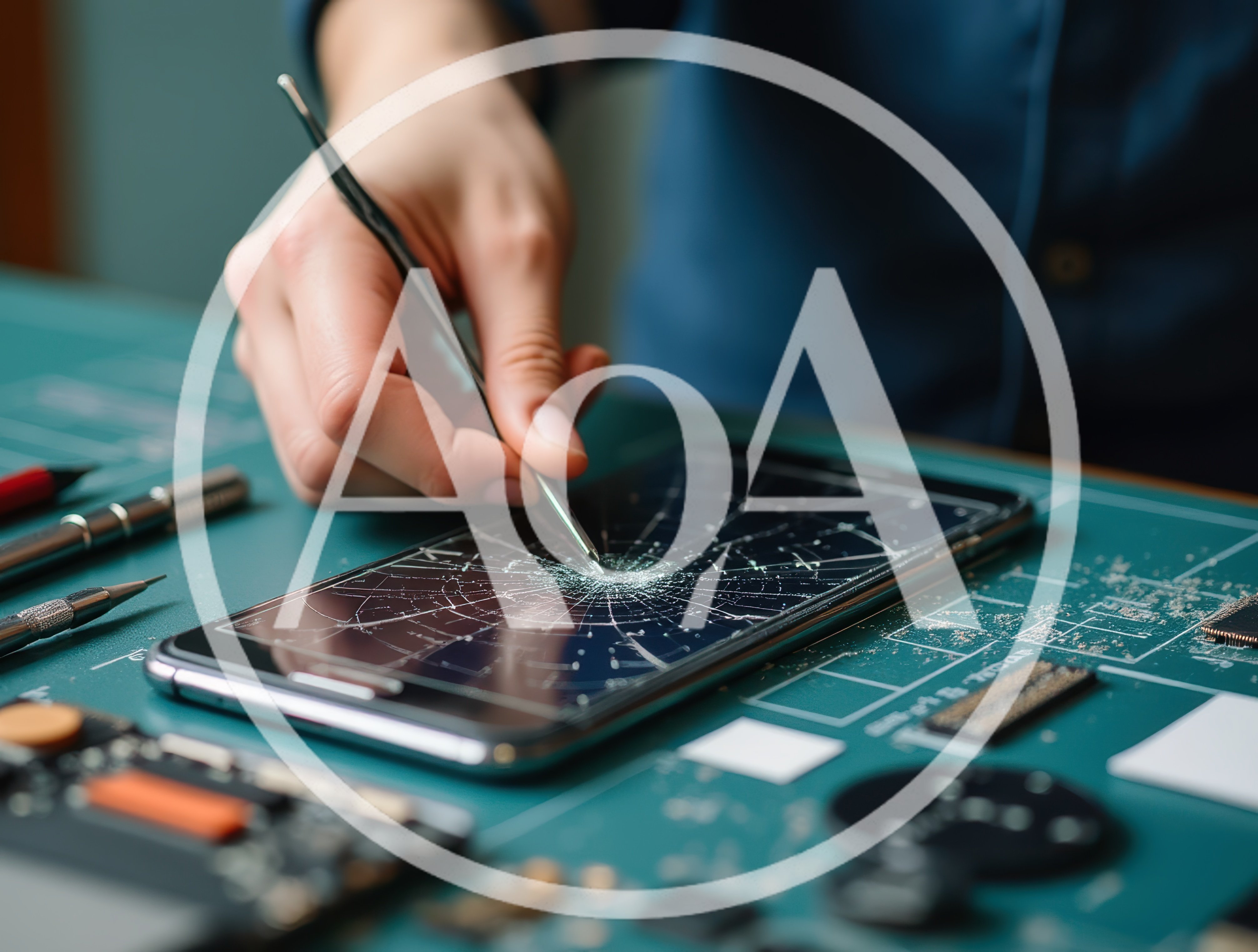 Technician Repairing A Cracked Smartphone Screen
