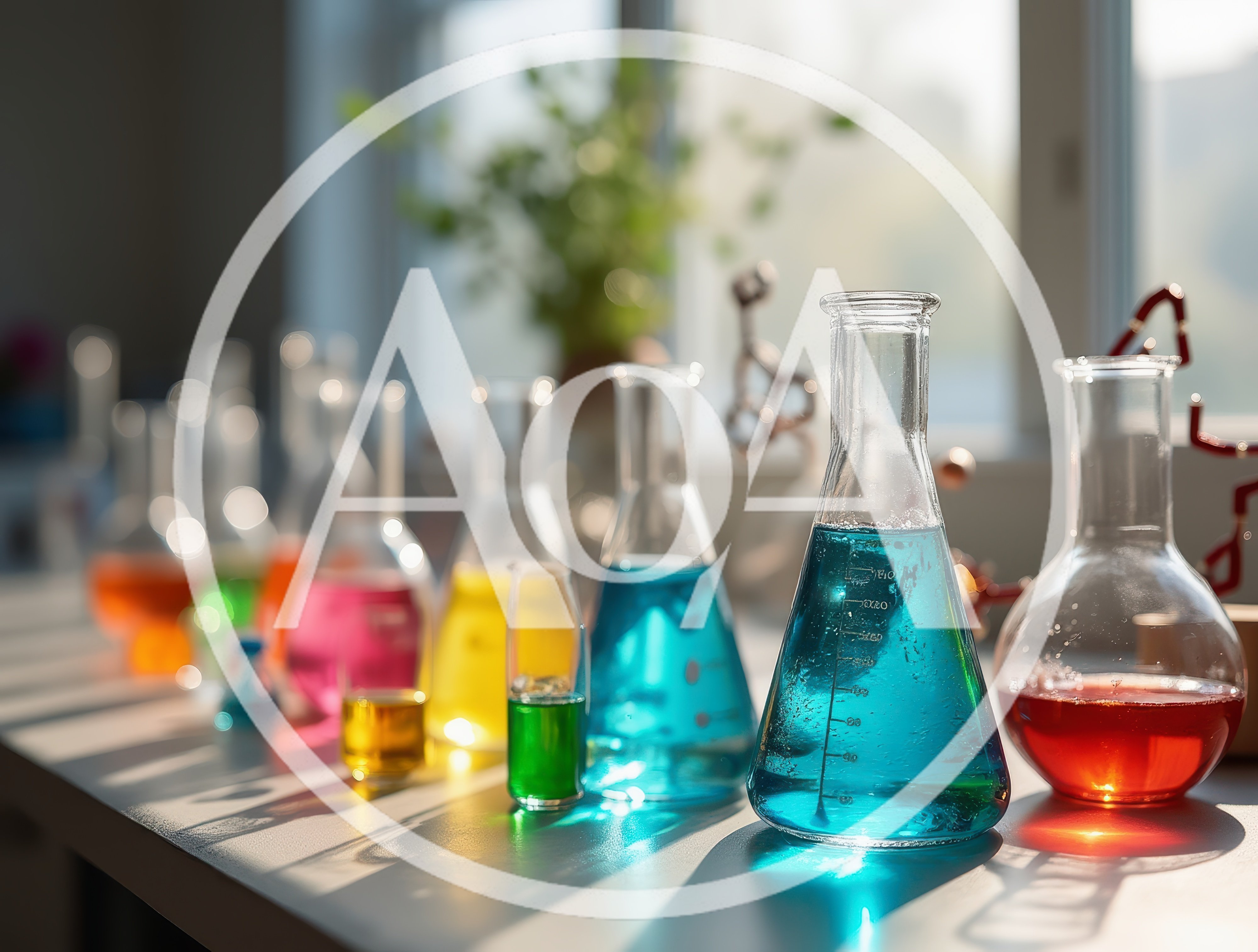 Colorful Chemical Solutions in Laboratory Glassware