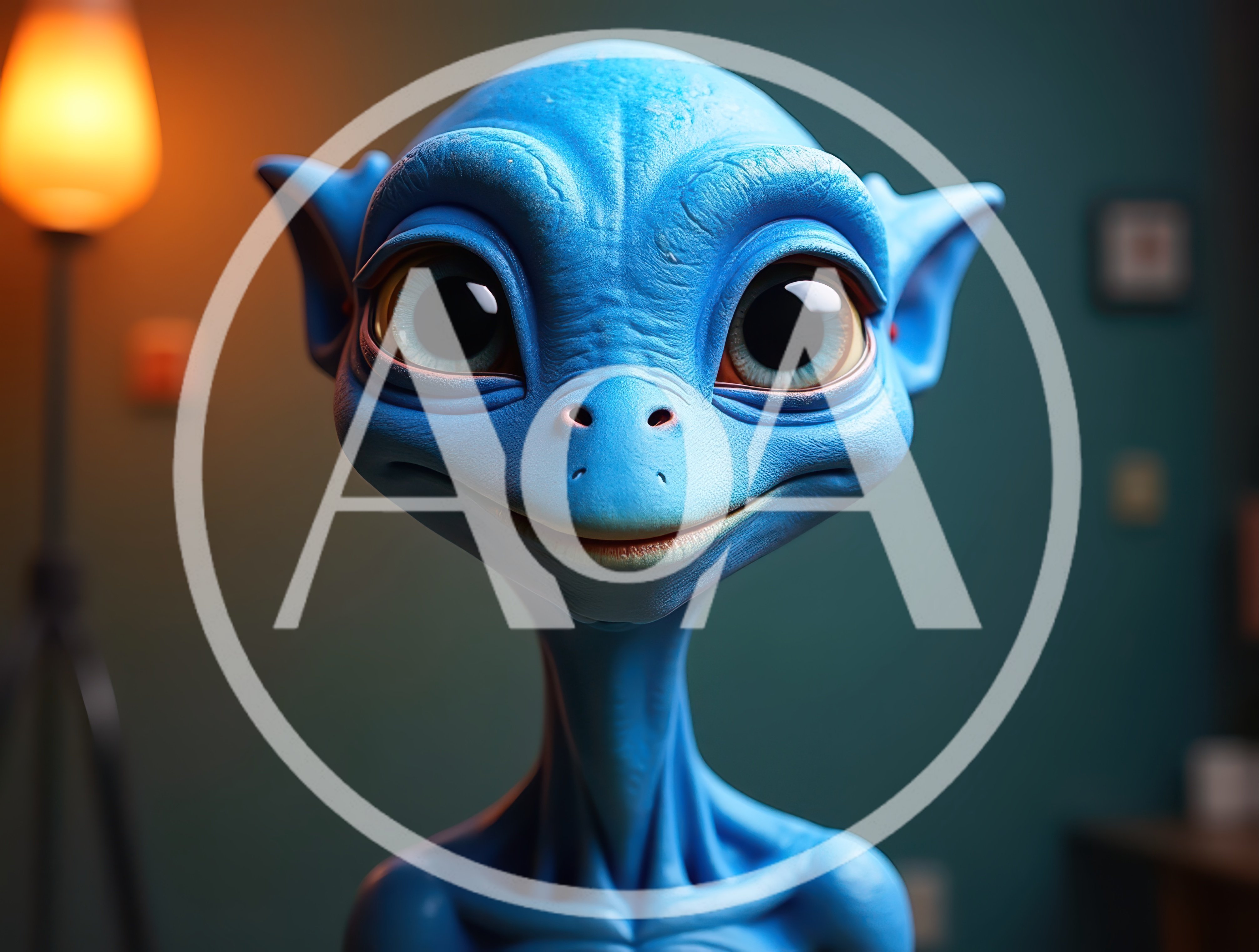 Cute Blue Alien Character Portrait