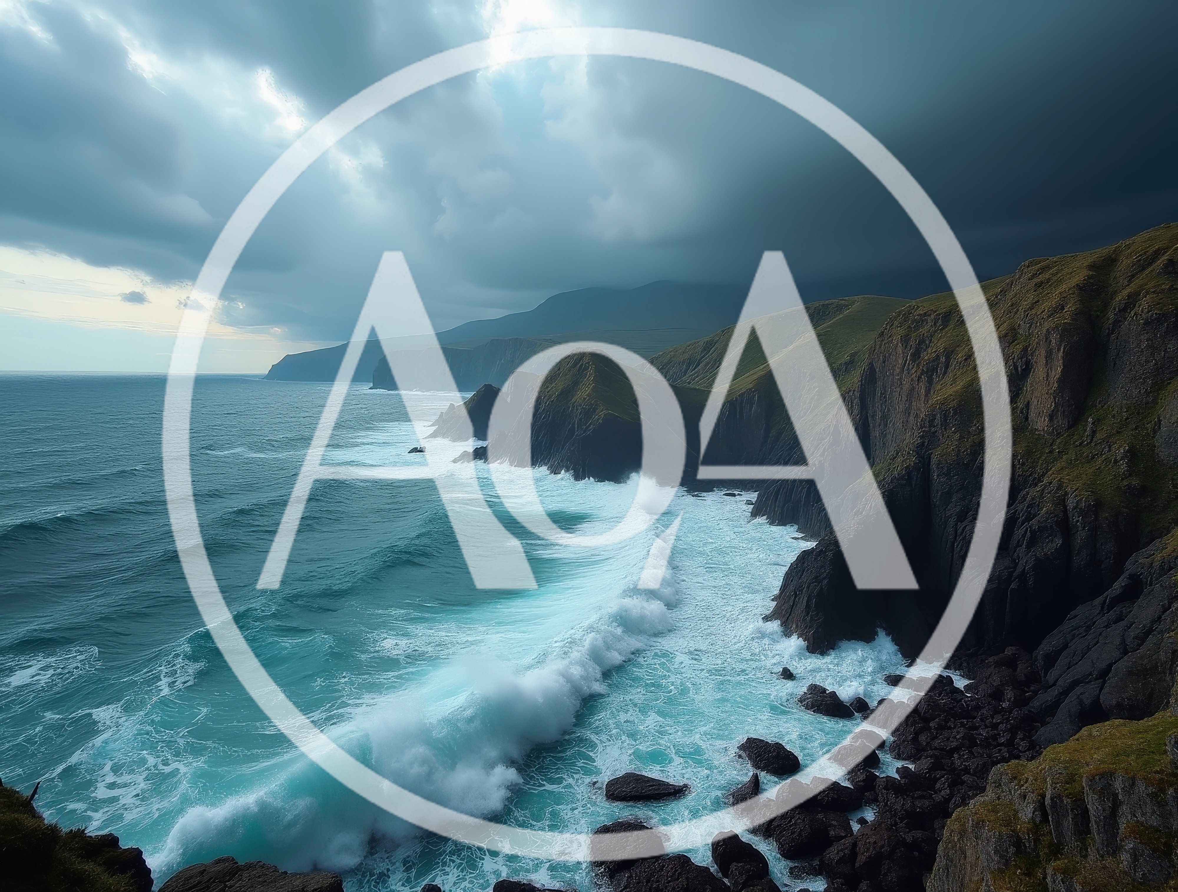 Dramatic Ocean Waves Crashing Against Rugged Coastal Cliffs