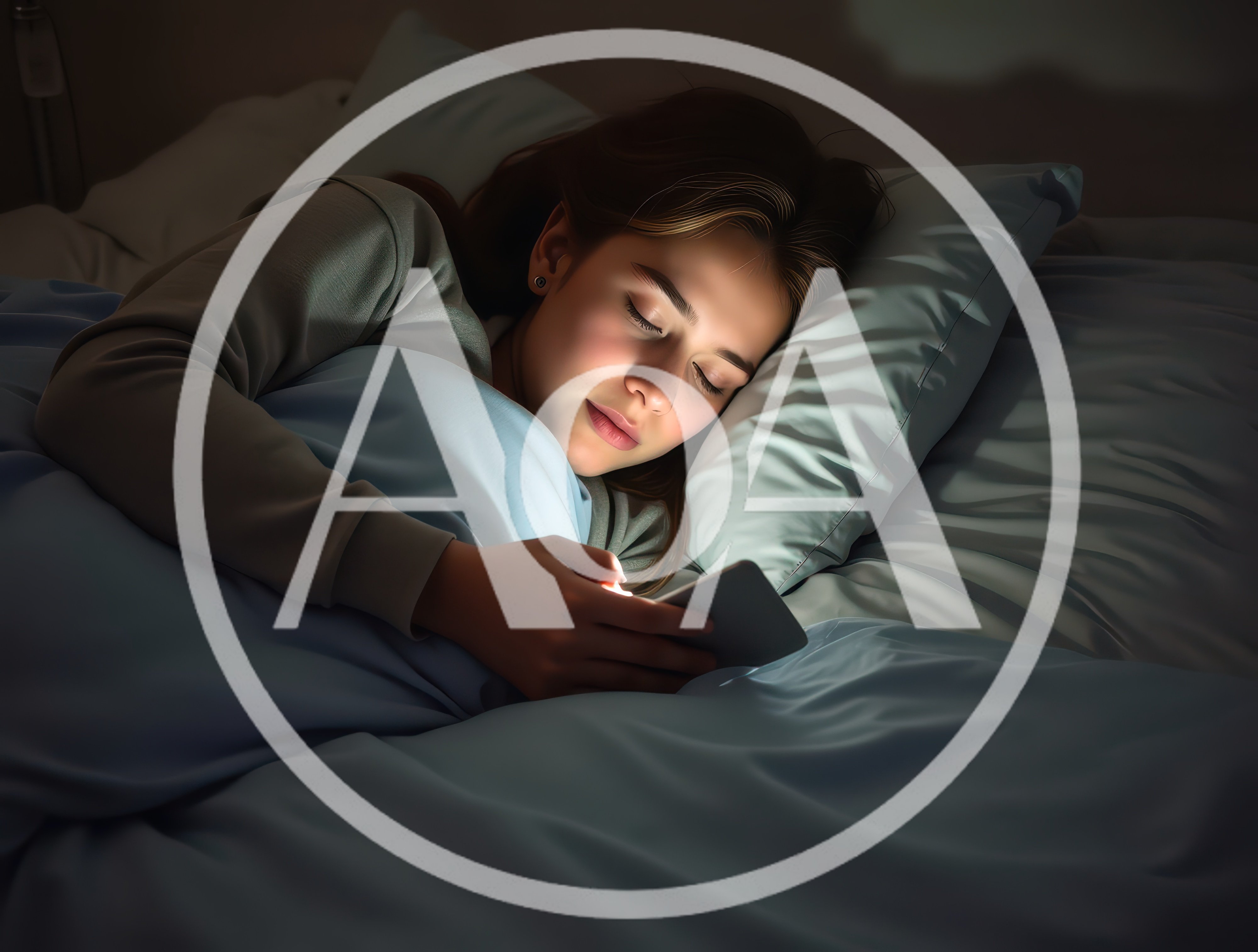 Young Woman Using Smartphone In Bed At Night