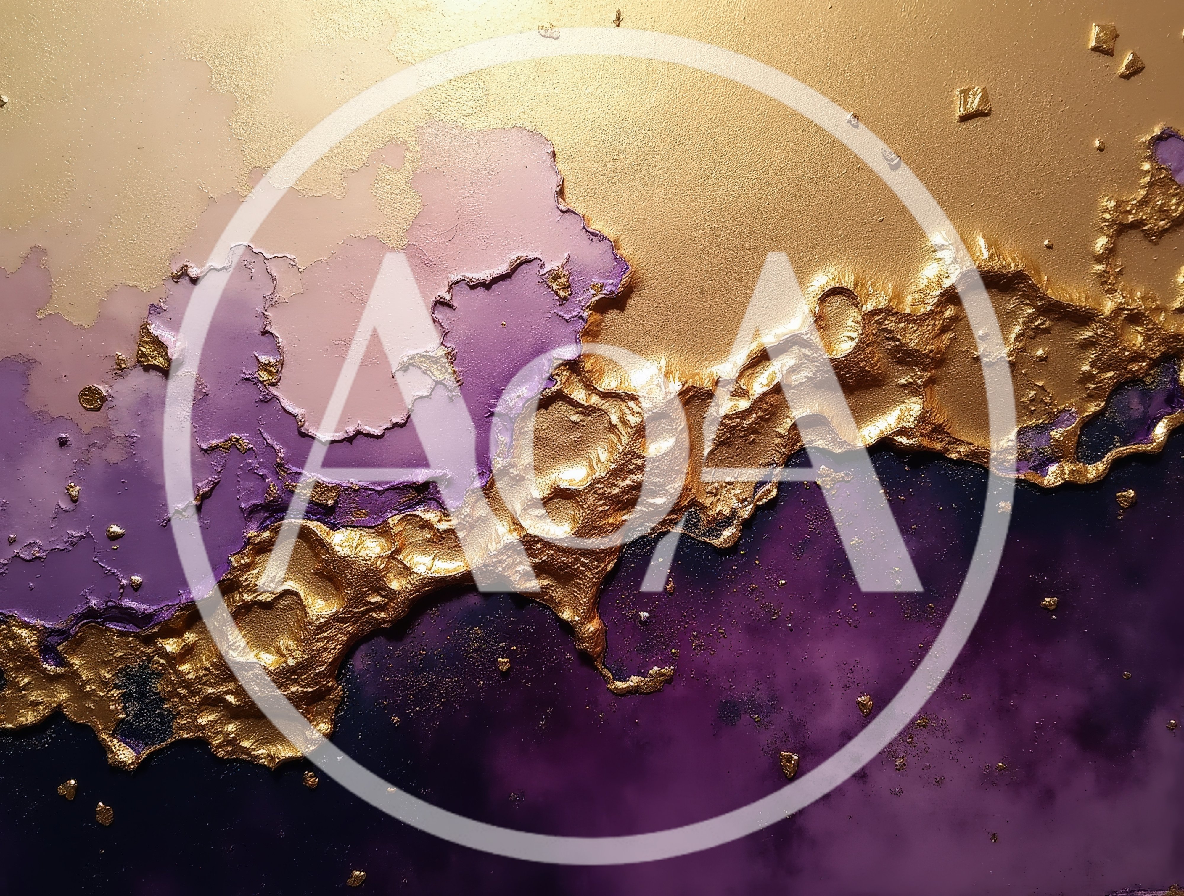 Abstract Gold And Purple Textured Oil Painting