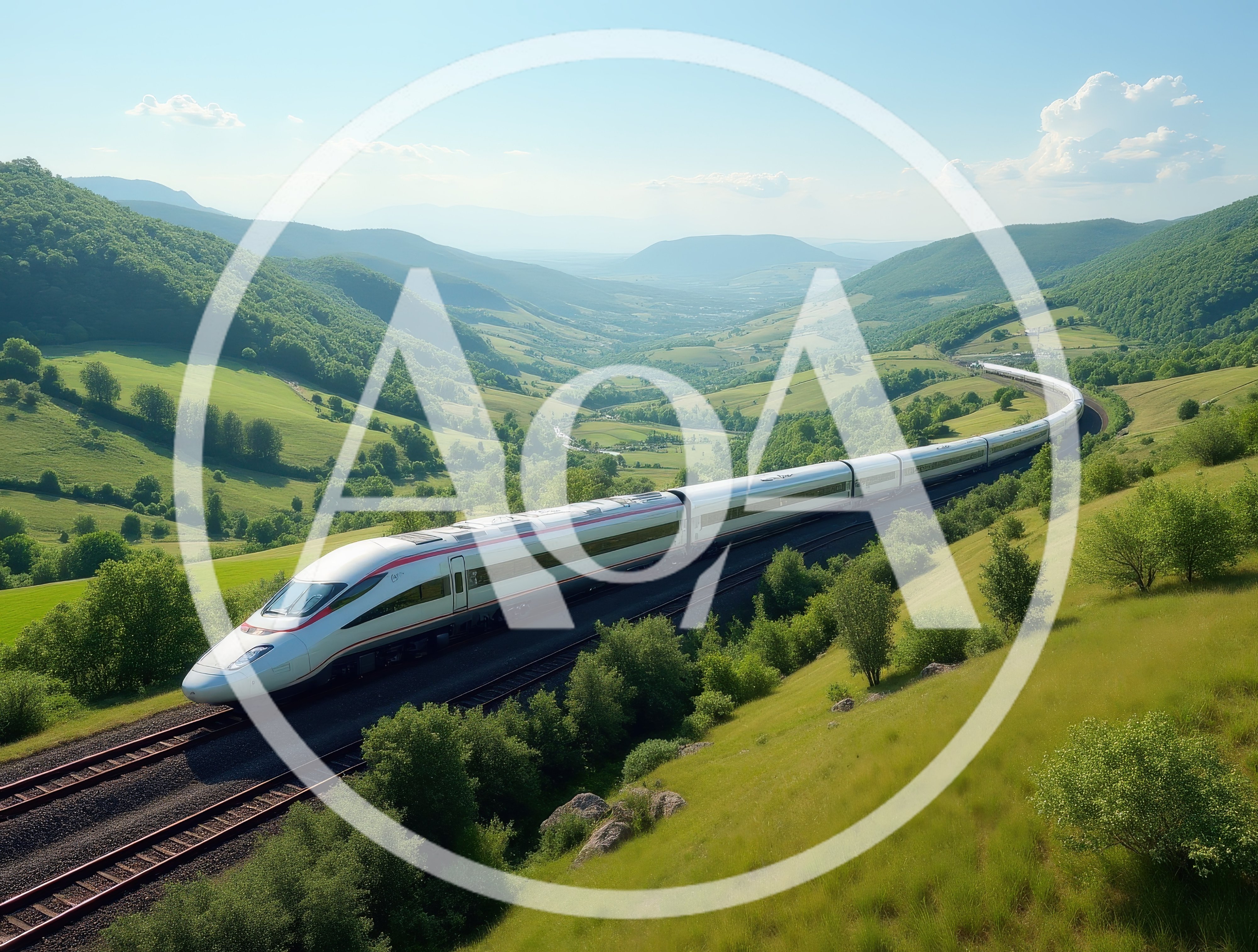 High Speed Train Traveling Through Lush Green Valley