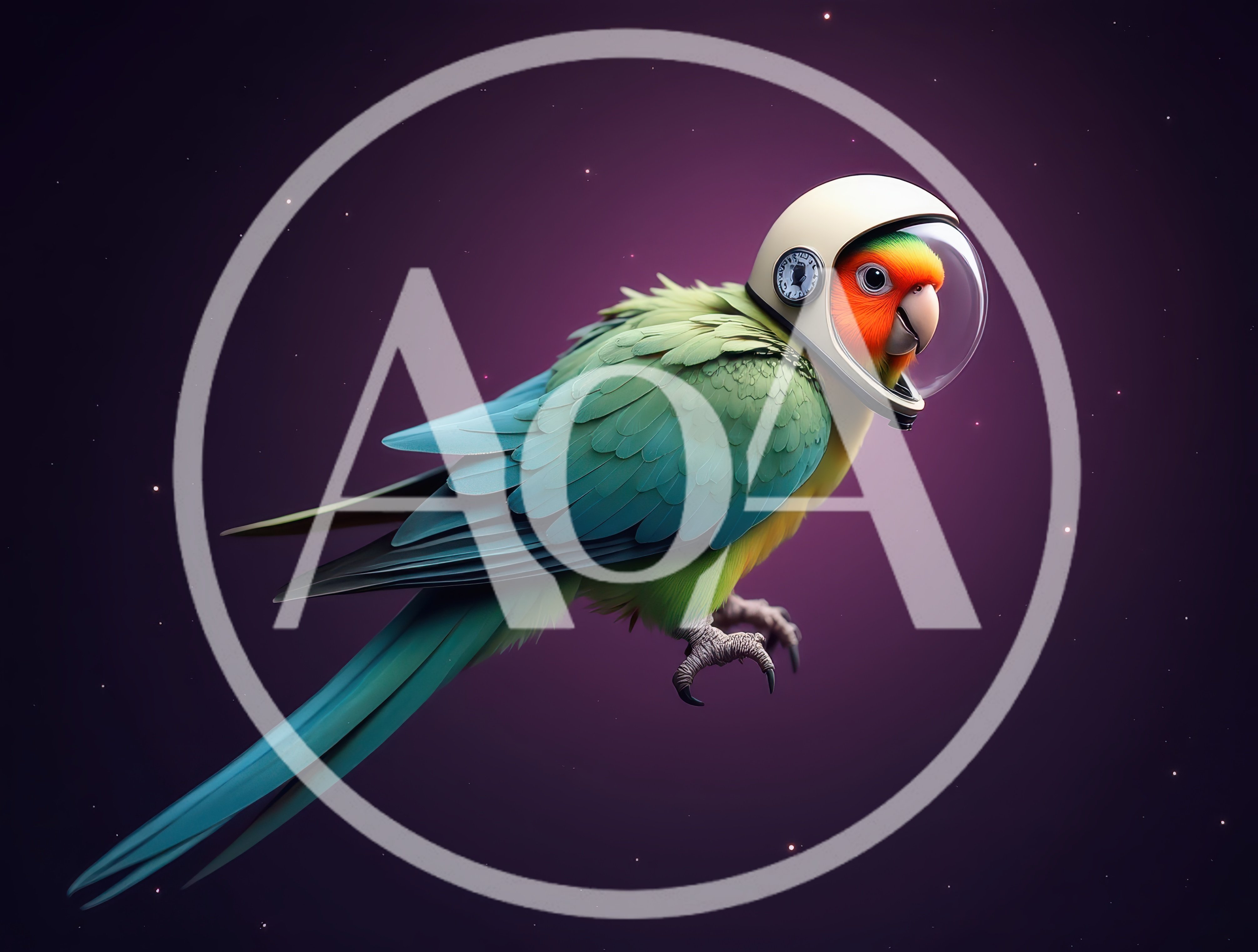 Astronaut Parrot Floating In Deep Space
