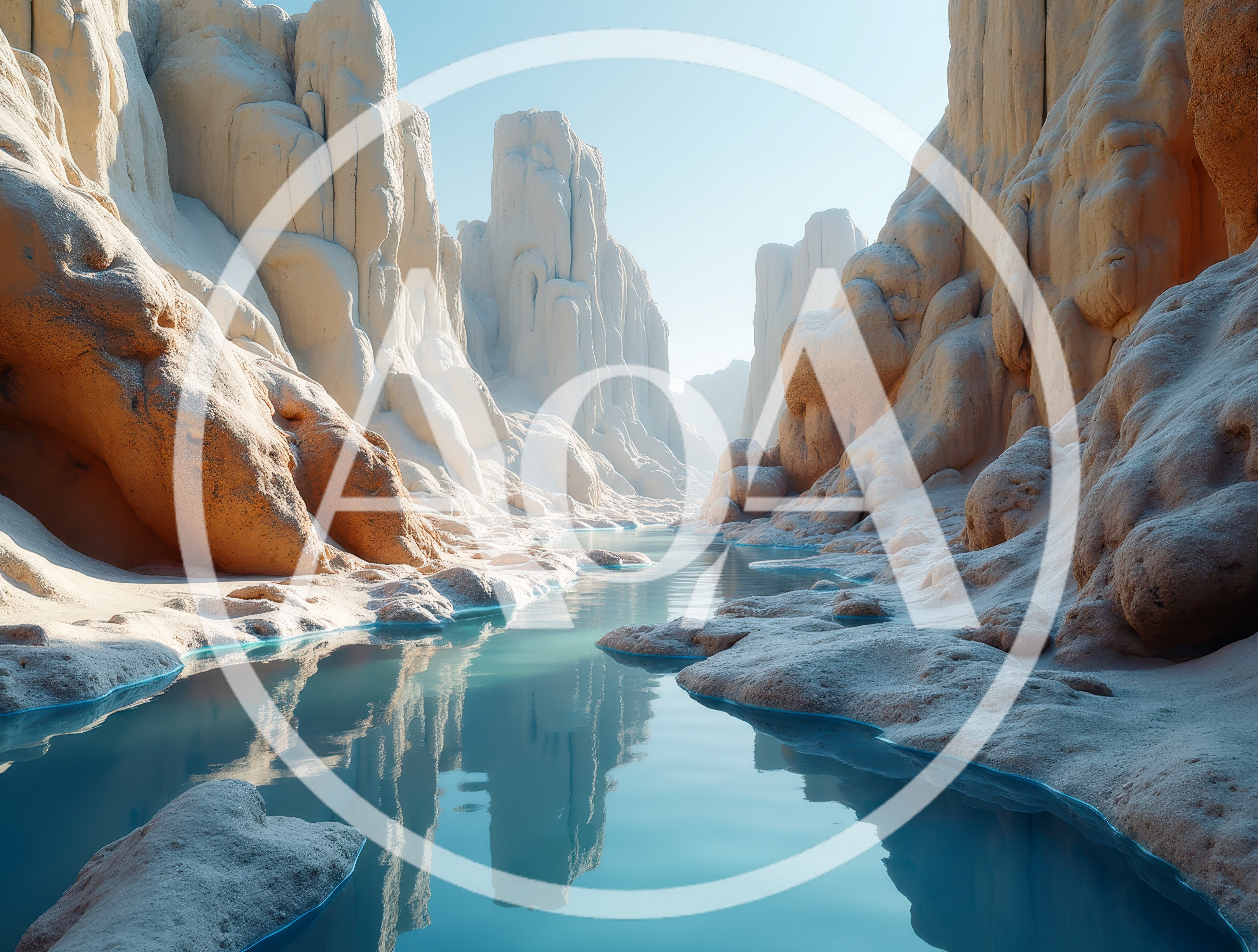 Serene Turquoise River Flowing Through Desert Sandstone Canyons