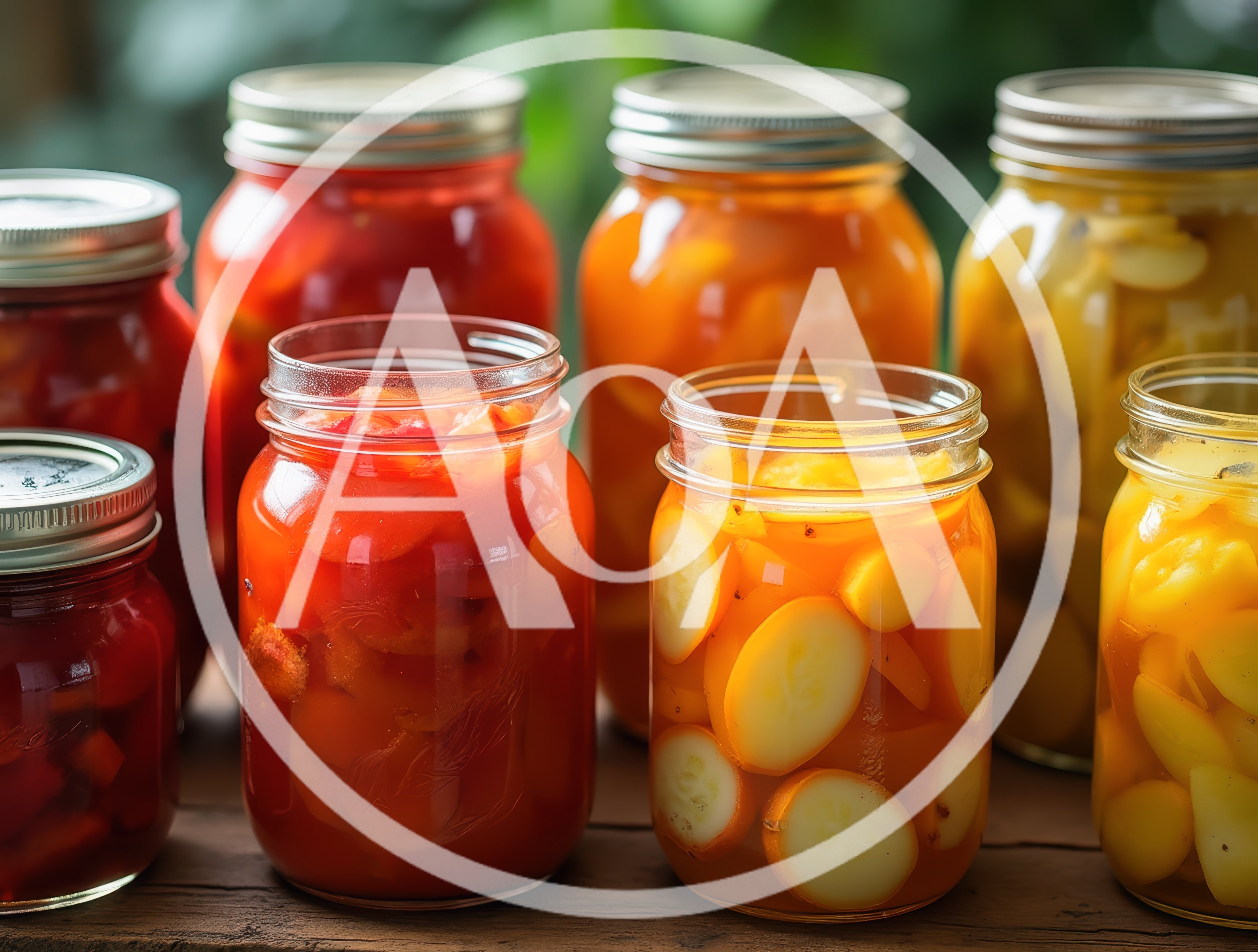Assorted Glass Jars Of Homemade Pickled Vegetables
