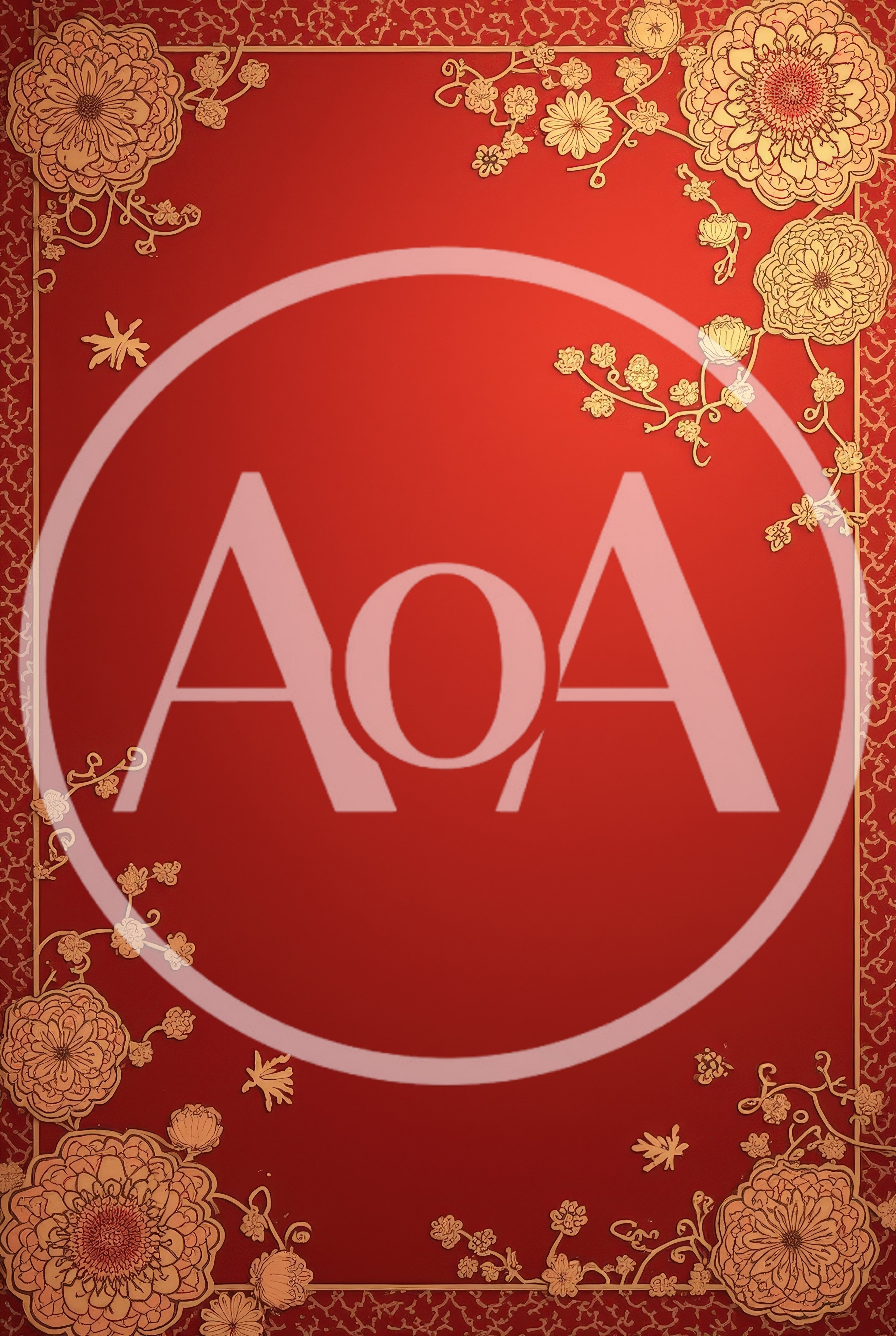 Traditional Chinese Red Background With Golden Floral Ornaments