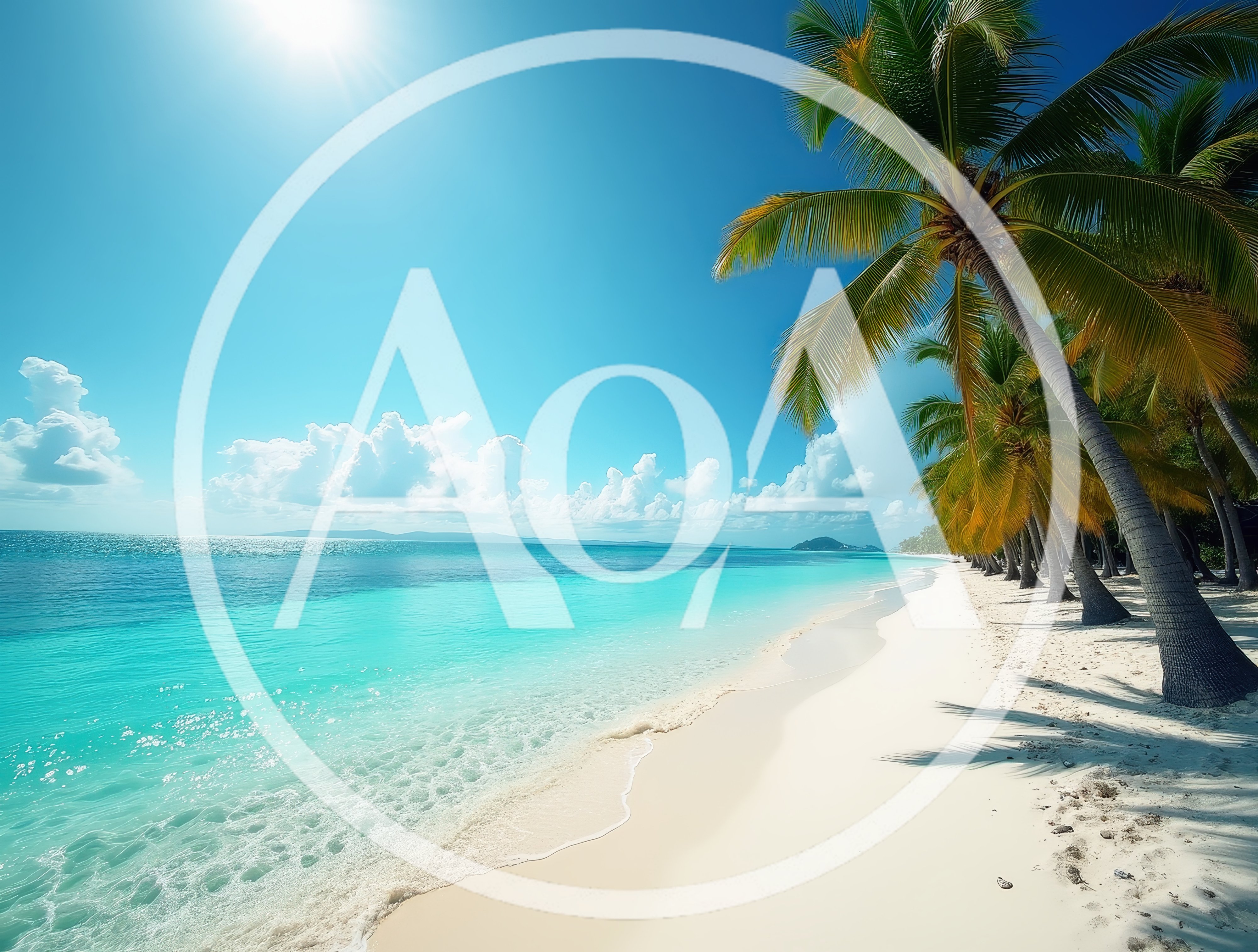 Tropical Beach With Palm Trees And Turquoise Water