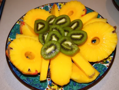 Fresh Tropical Fruit Platter With Pineapple And Kiwi
