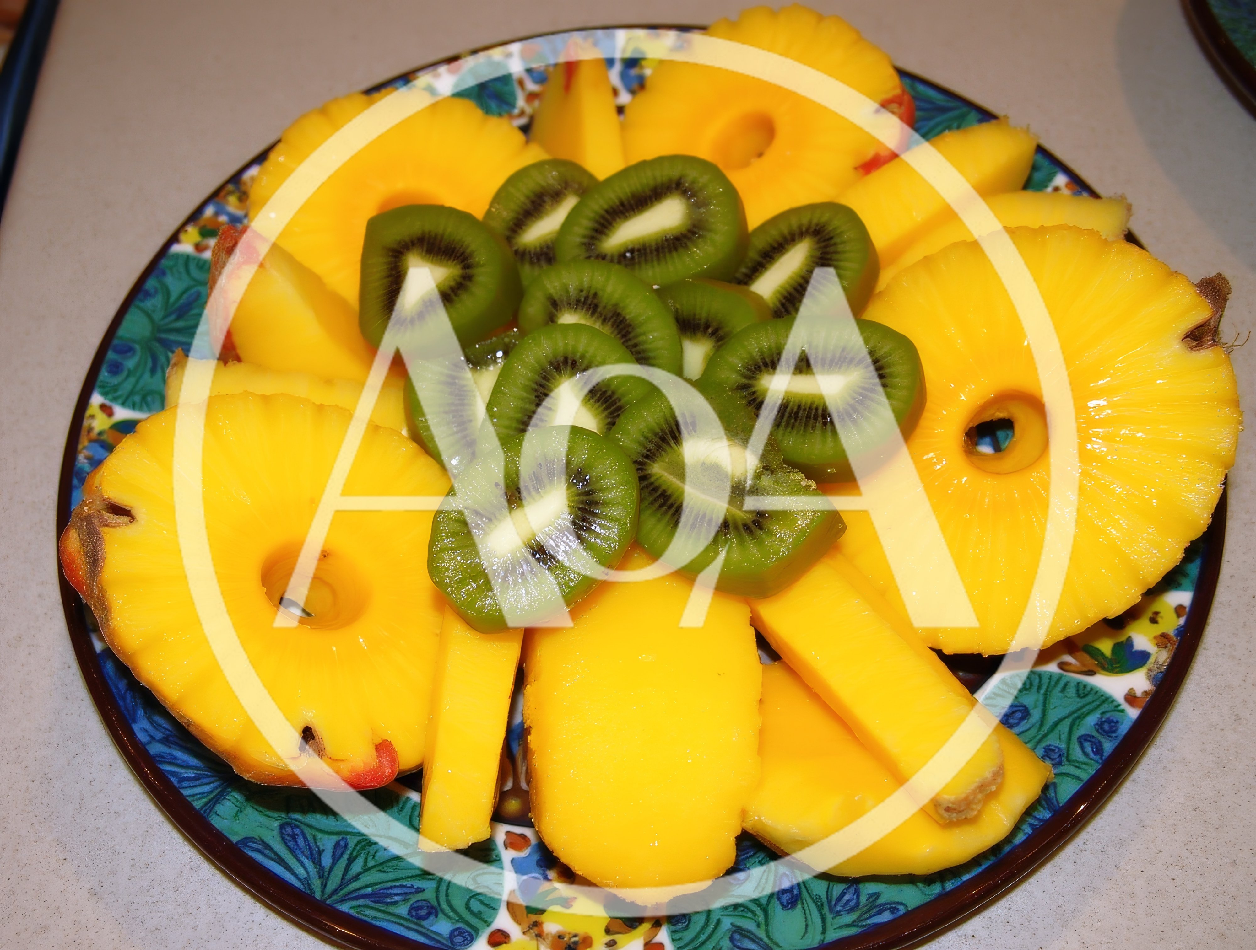 Fresh Tropical Fruit Platter With Pineapple And Kiwi