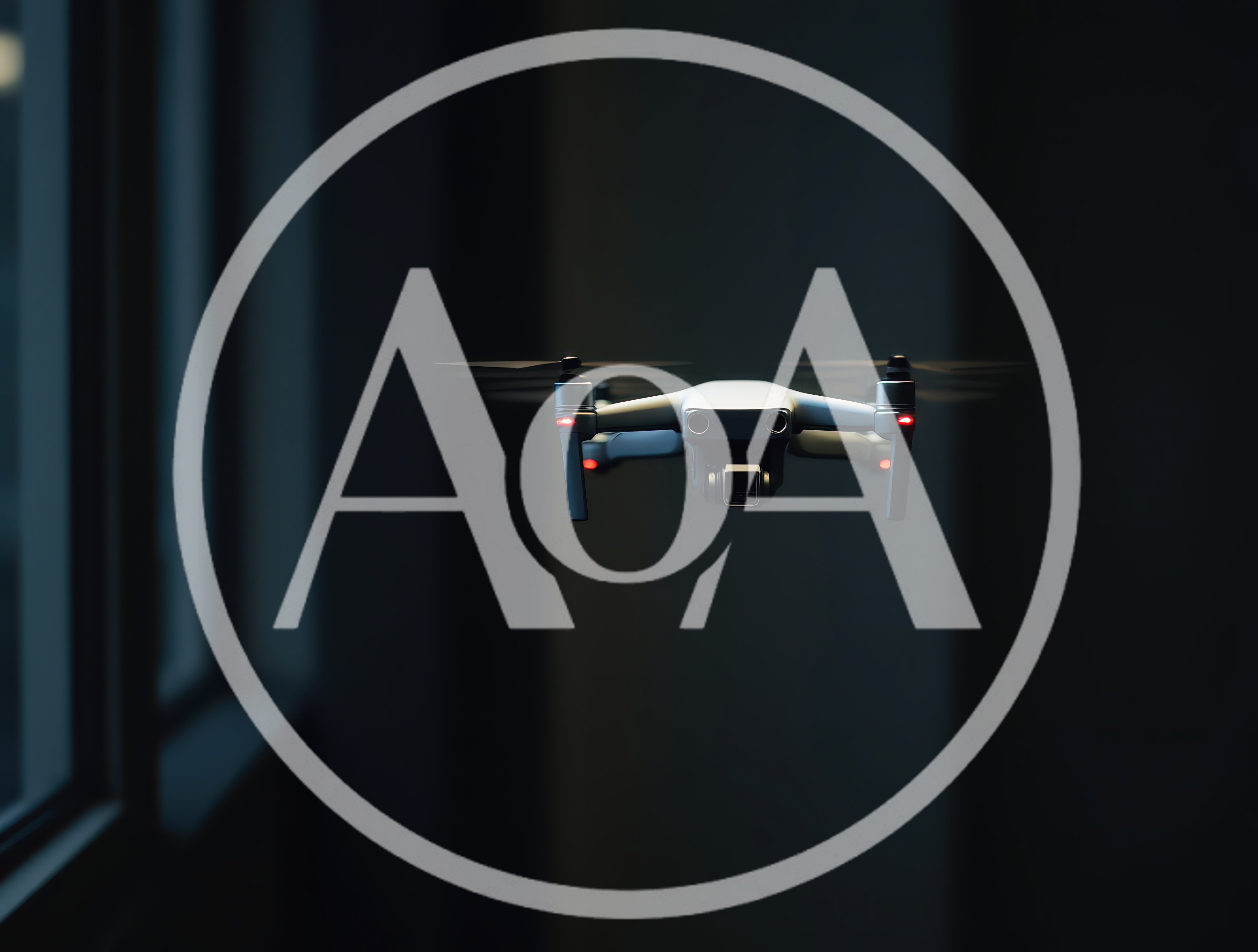 Small Drone Hovering Indoors In Dim Lighting