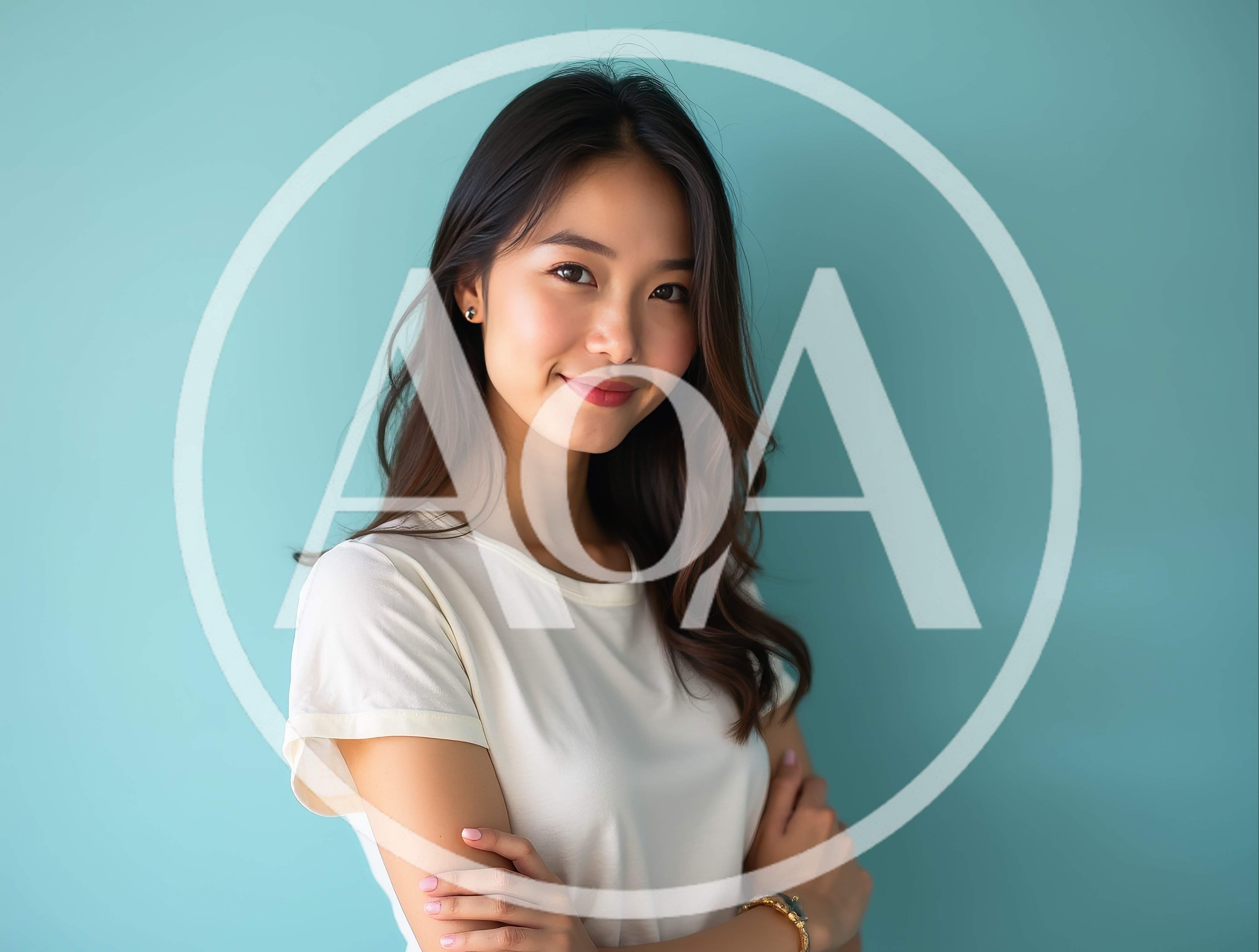 Young Asian Woman Smiling With Arms Crossed